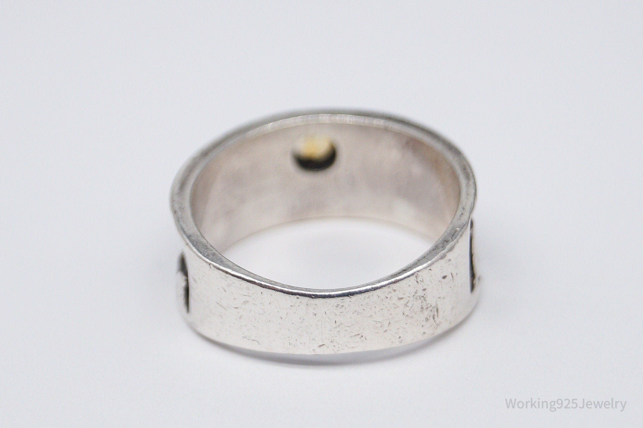 Vintage Boma Citrine Moon & Waves Sterling Silver Band Ring - Size 6.25