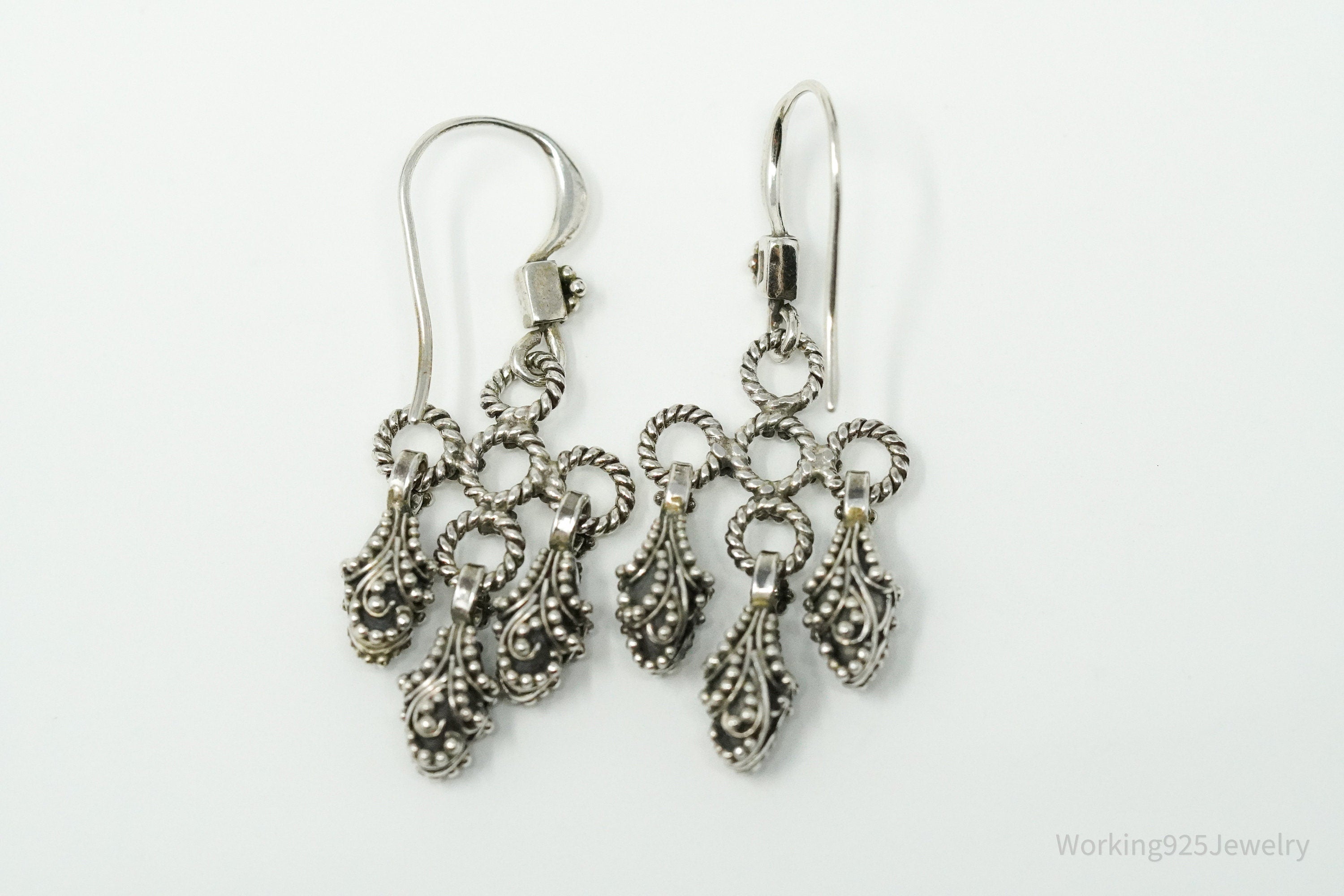 Vintage Granulated Style Sterling Silver Earrings