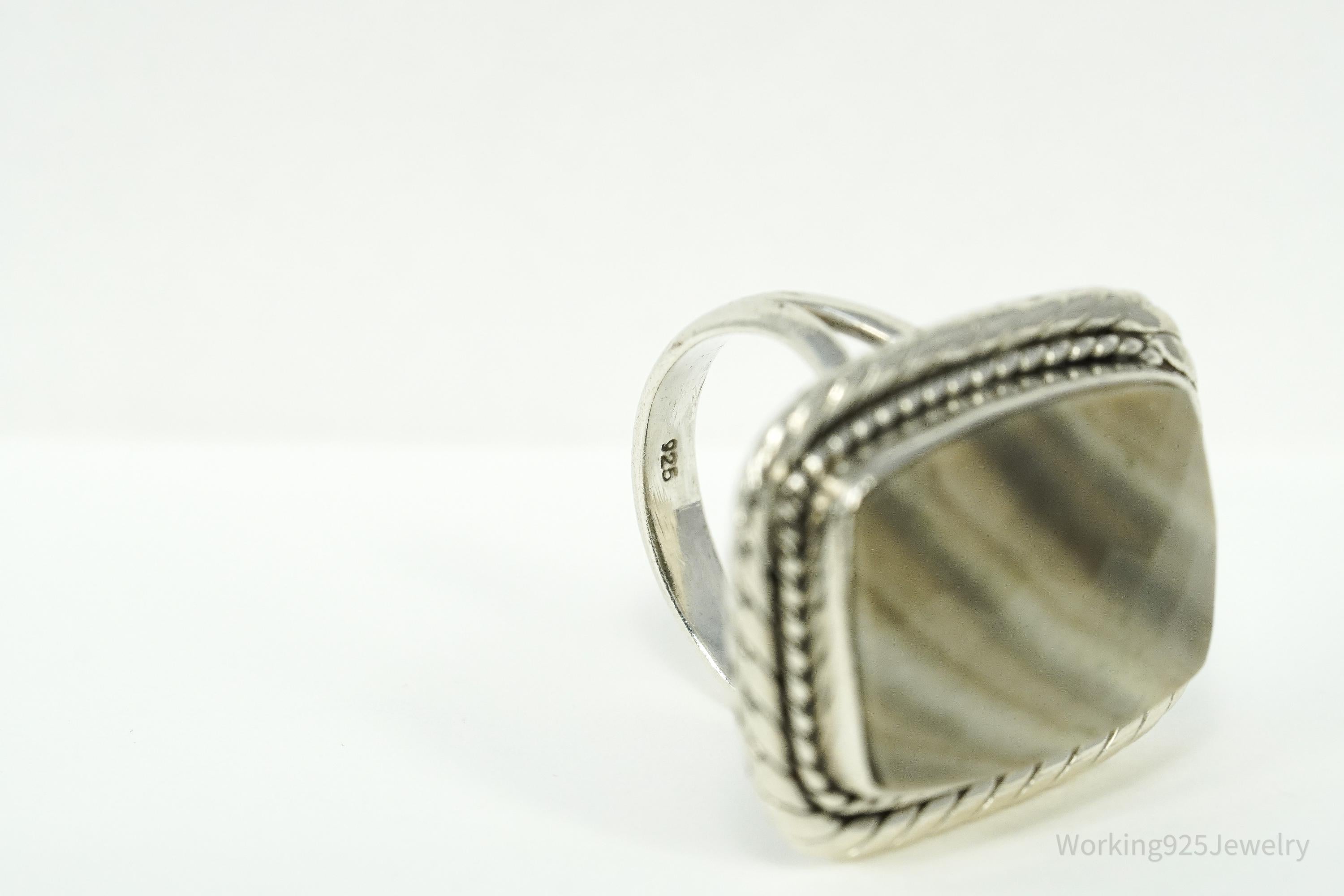 Vintage Lace Gemstone Sterling Silver Ring - Size 7