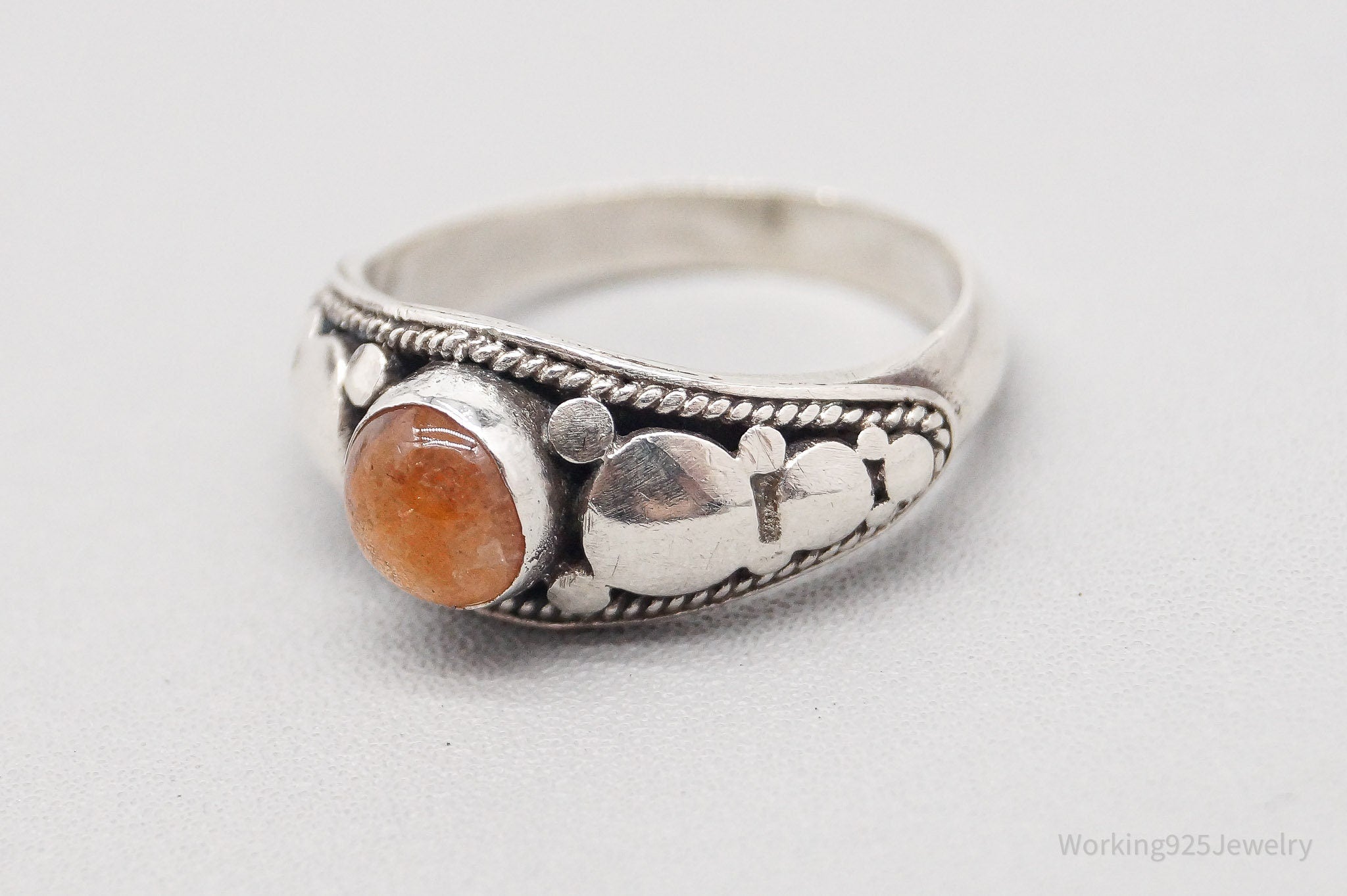 Vintage Goldstone Sterling Silver Ring - Size 5.25