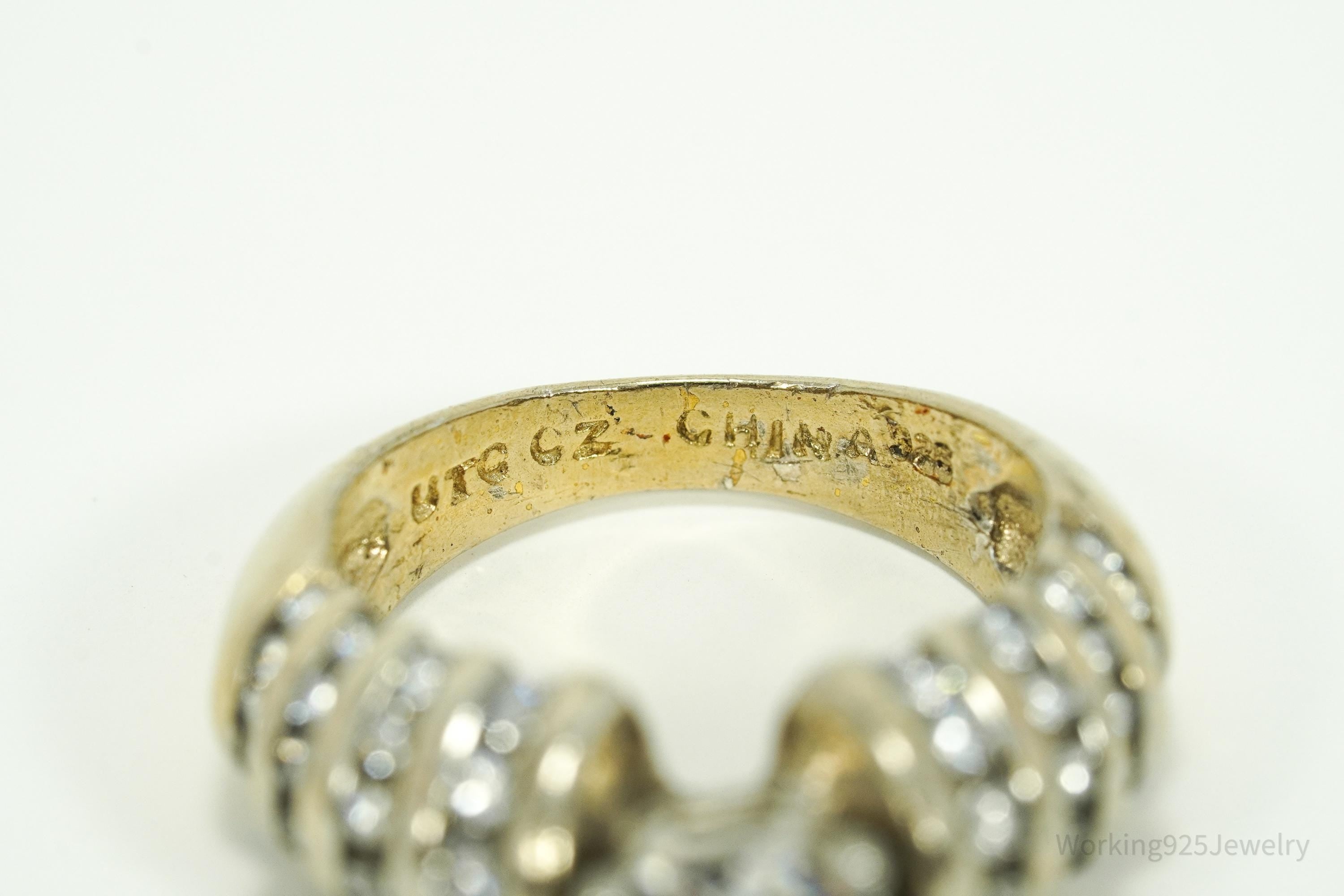 Vintage UTC Cubic Zirconia Gold Vermeil Sterling Silver Ring Size 5.5