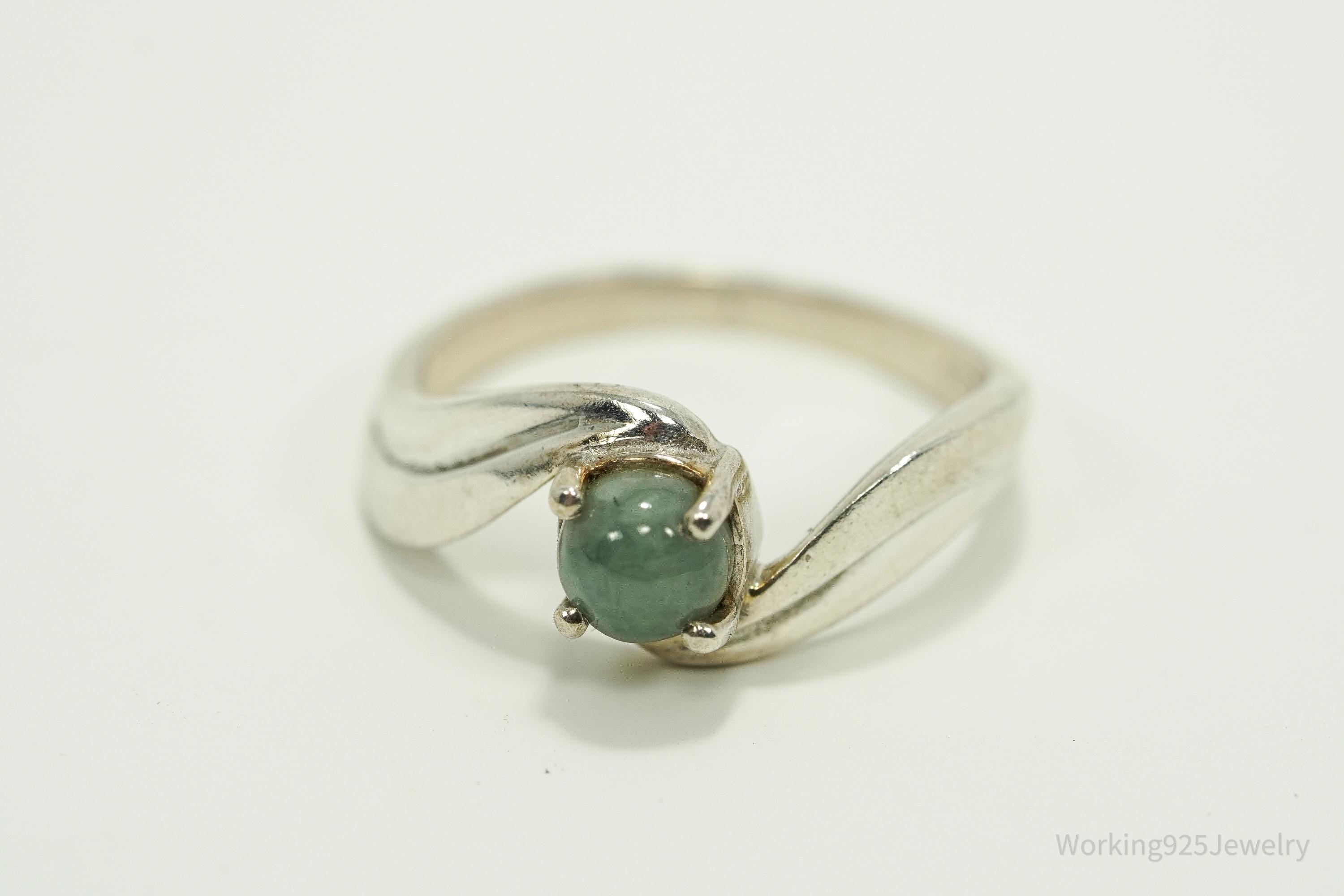 Vintage Jade Sterling Silver Ring - Size 7.25