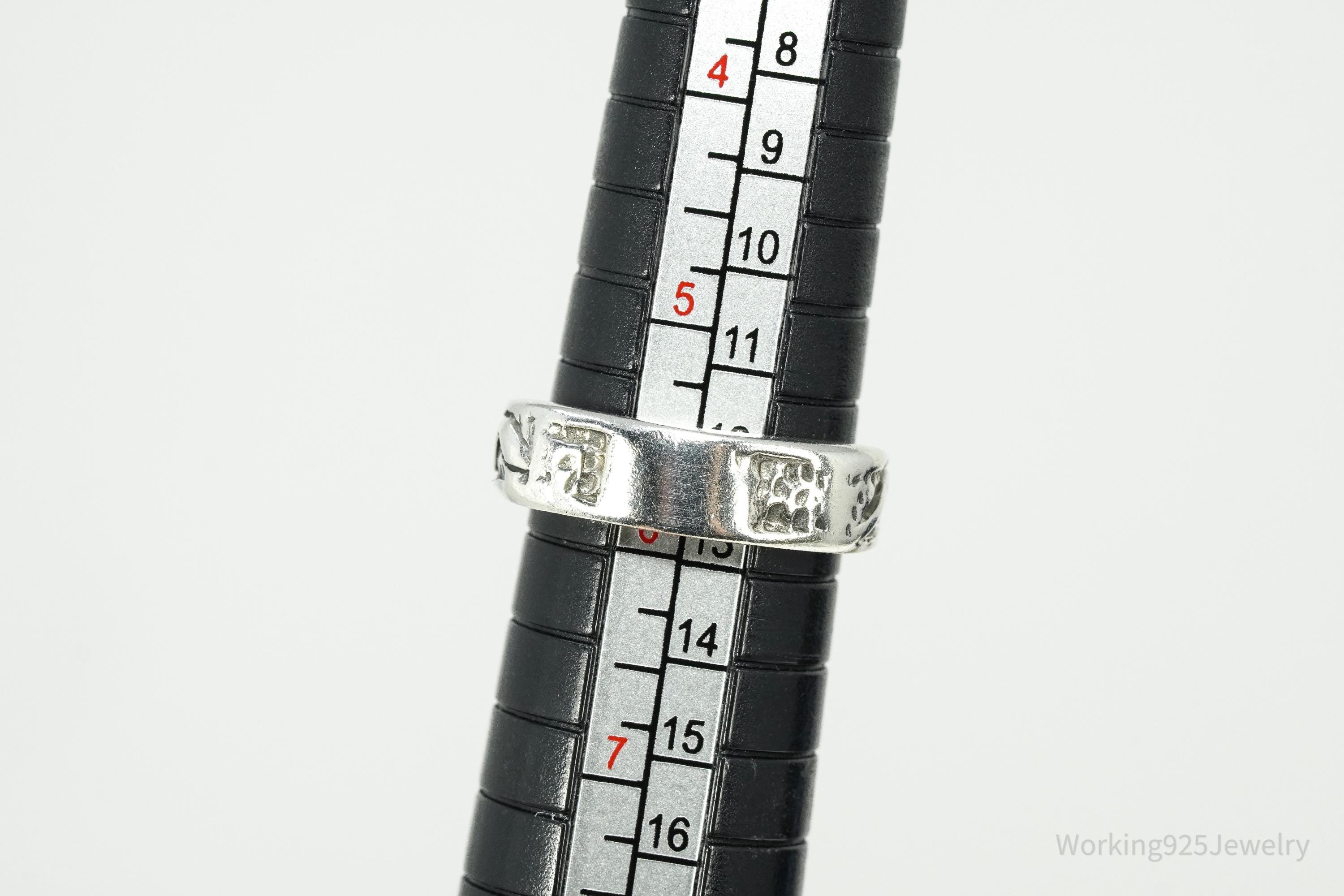 Vintage DeSantis Jewelry Co Mother Of Pearl & Charoite Inlay Sterling Silver Ring - Size 5.75