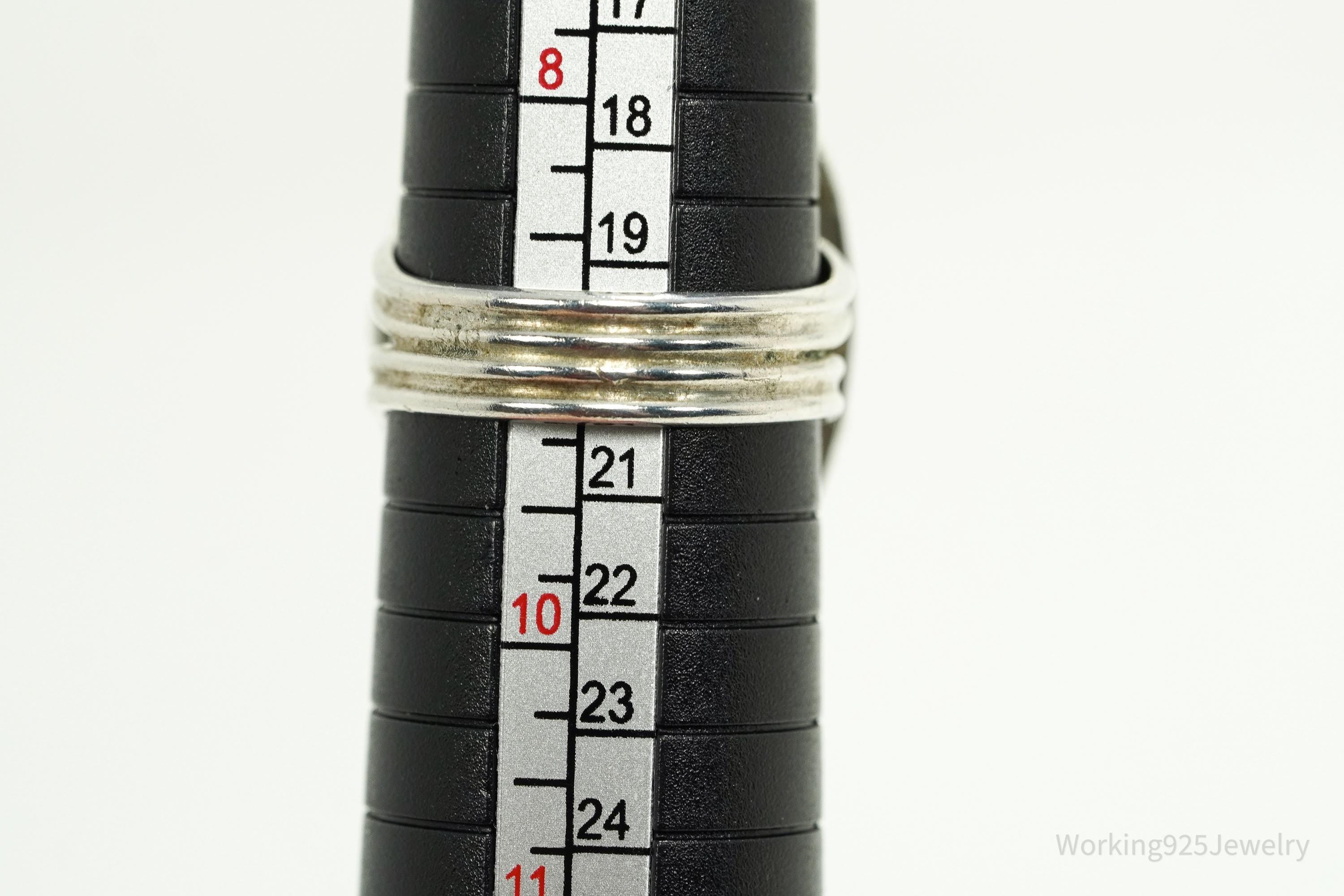 Vintage Large Agate Silver Ring - Size 9.25