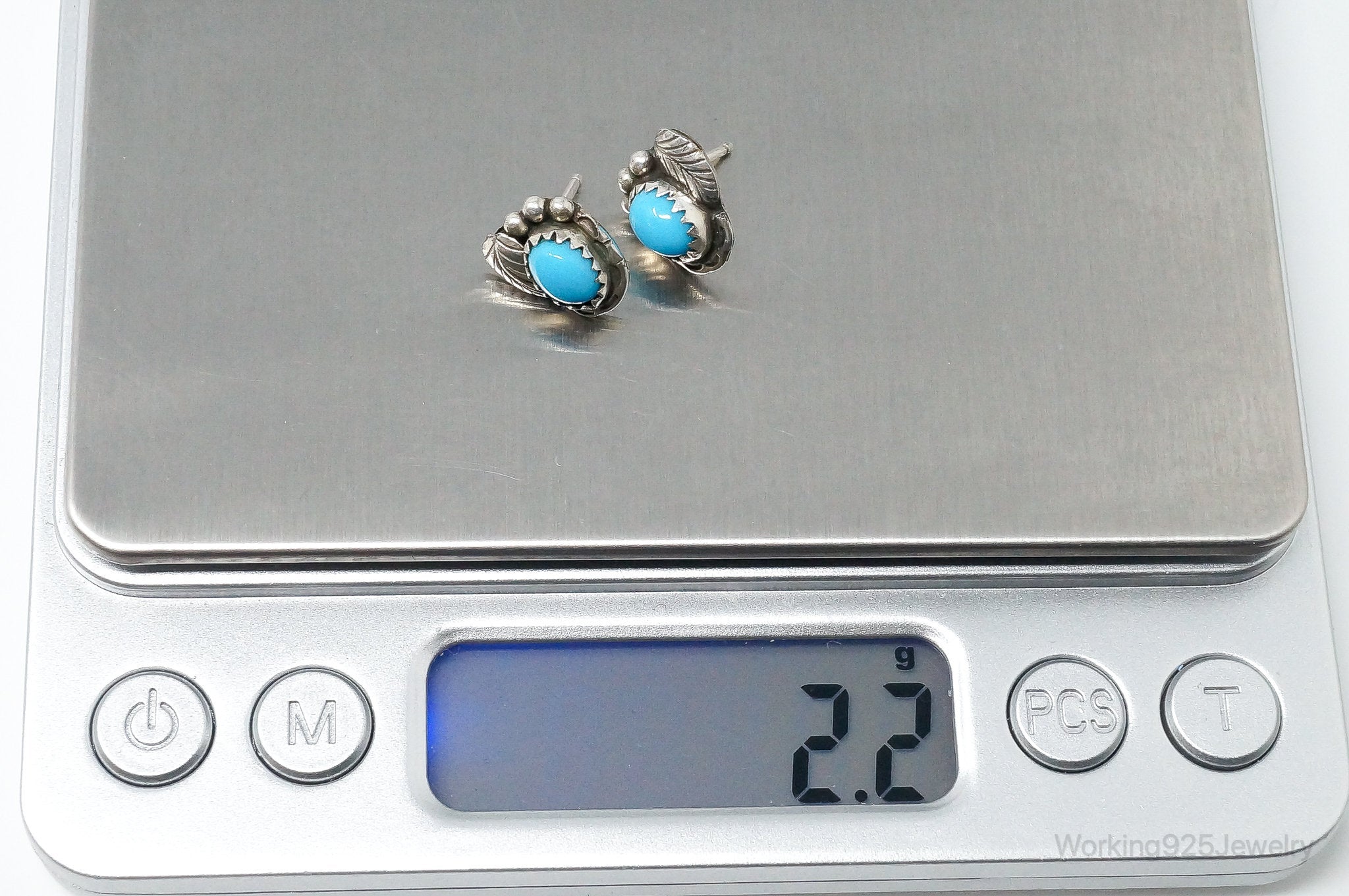 Vintage Native American CB Turquoise Sterling Silver Earrings