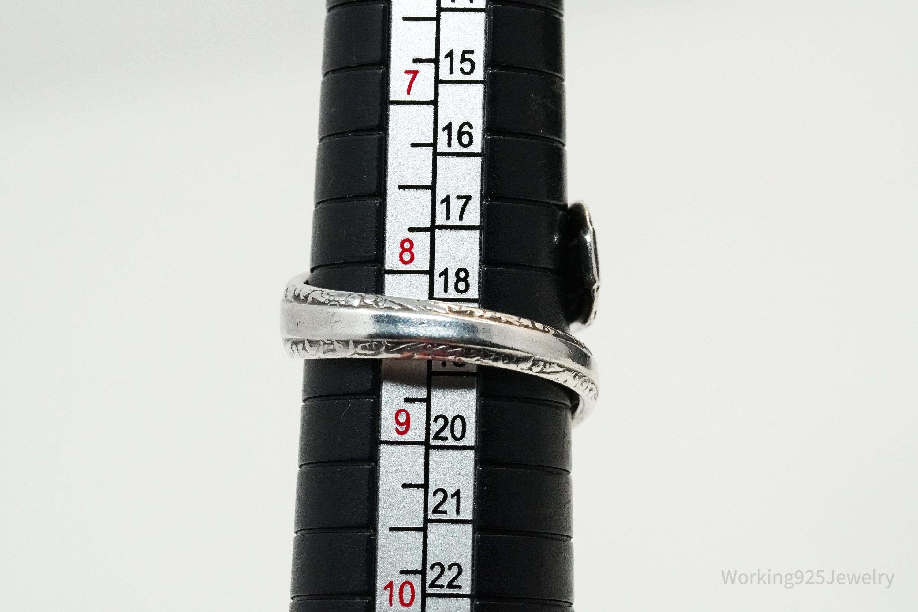 Antique TOWLE "Candlelight" Floral Sterling Silver Spoon Ring Size 8.5