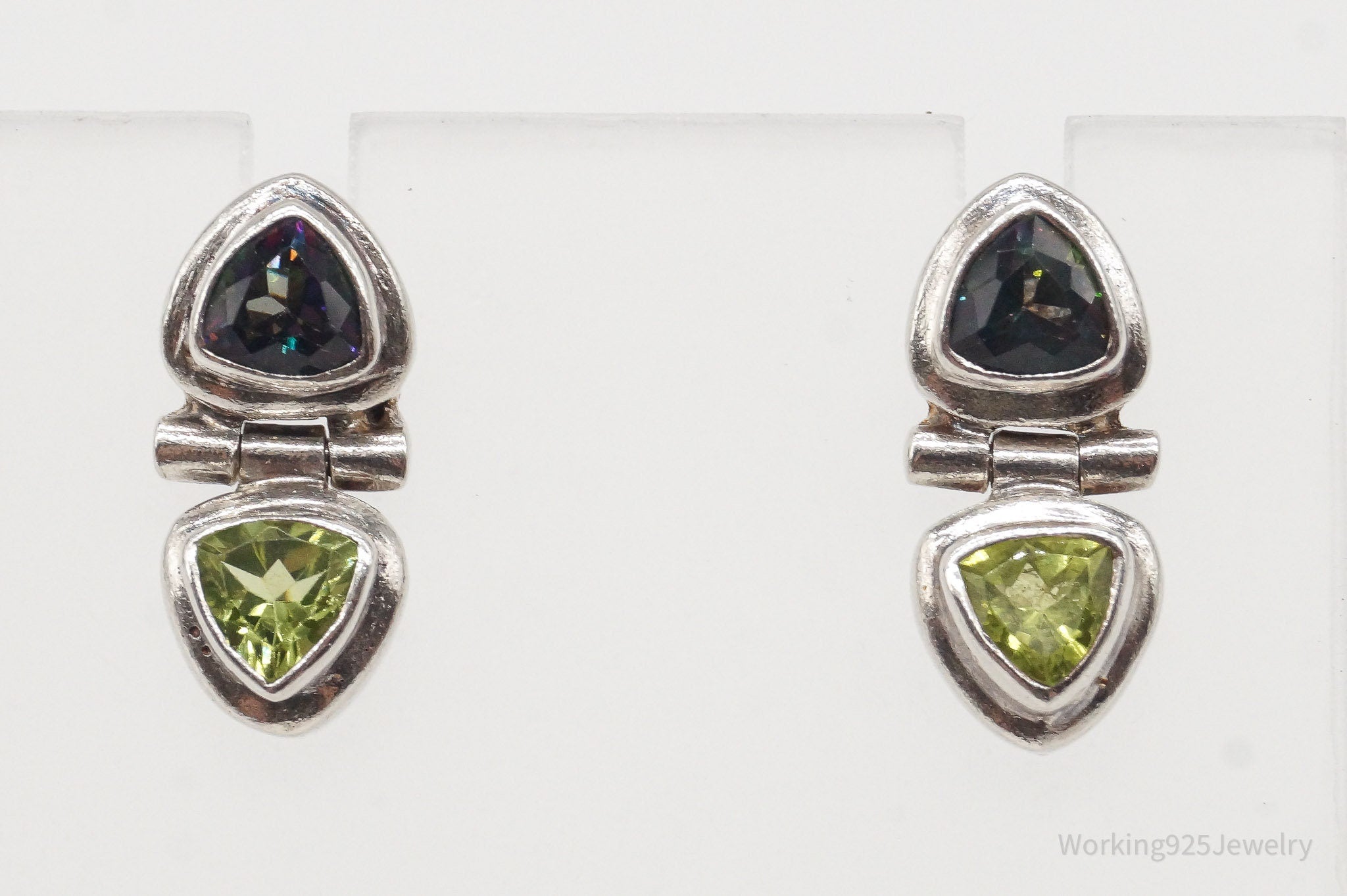 Vintage Mystic Topaz Peridot Sterling Silver Earrings