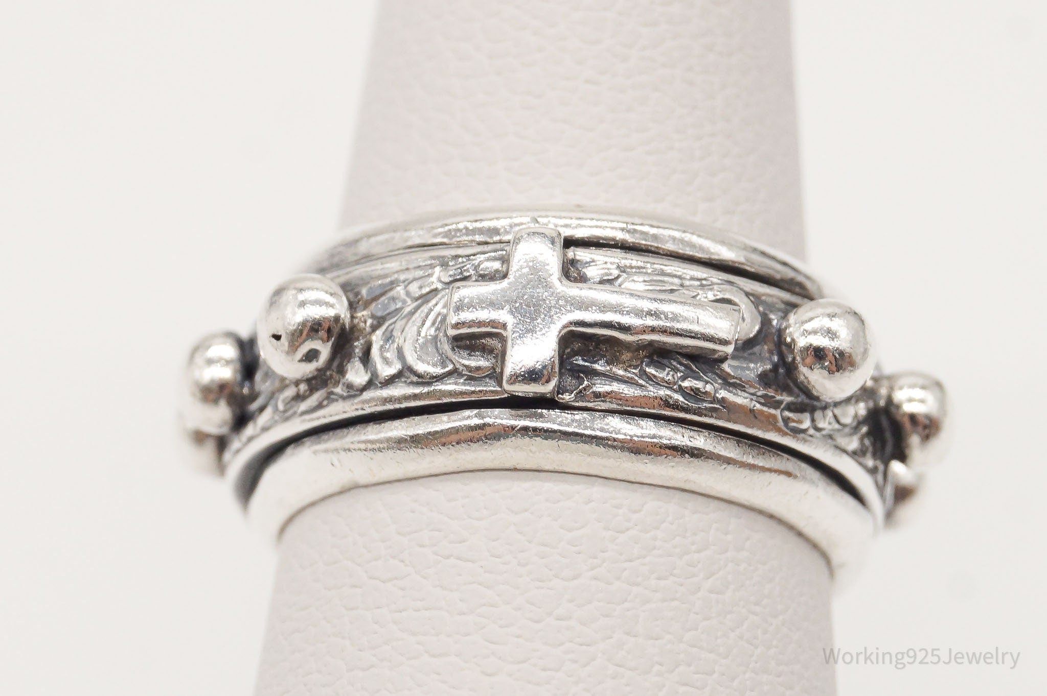 Vintage Cross Sterling Silver Spinner Ring - Size 6