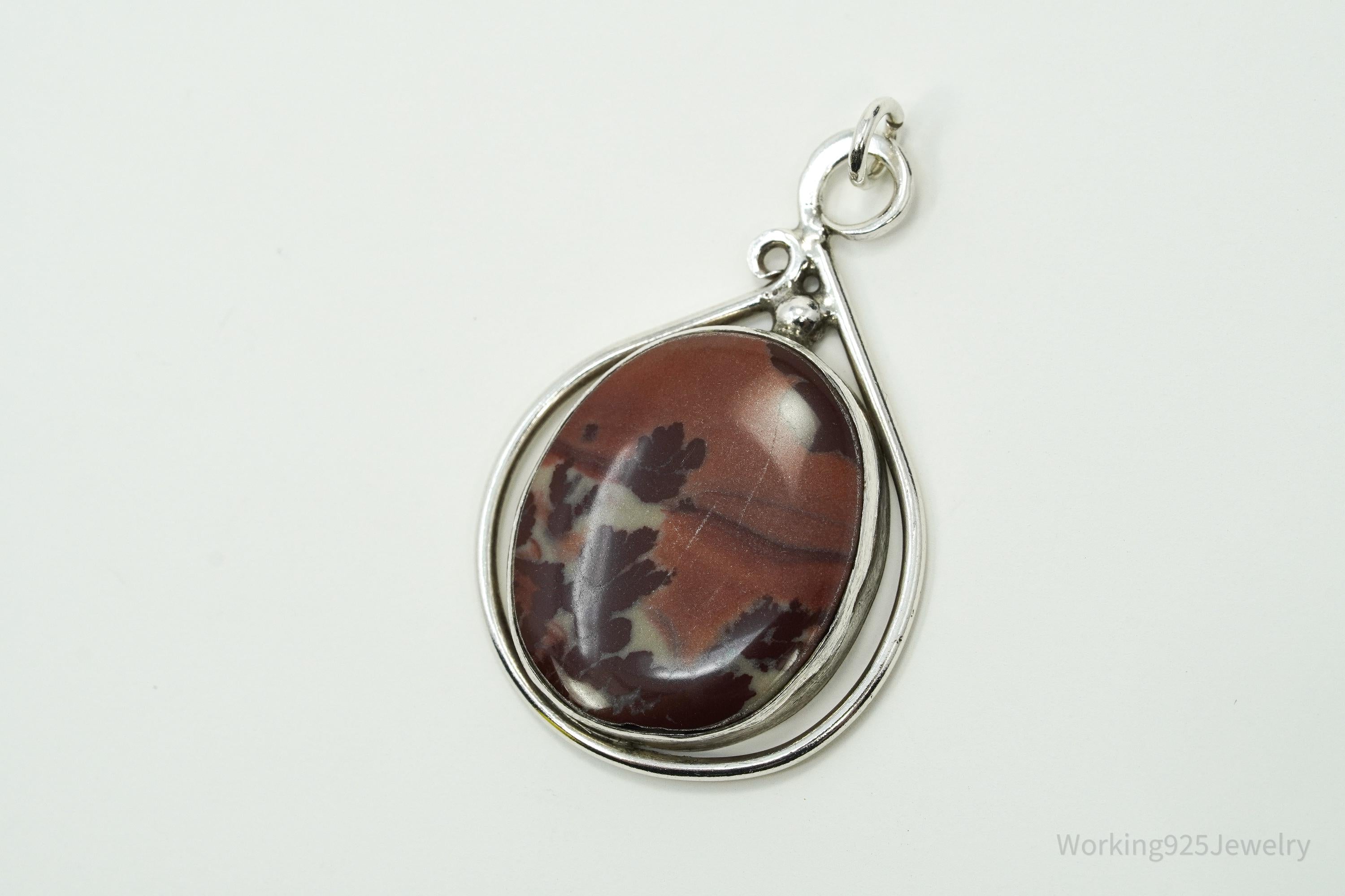 Vintage Jasper Sterling Silver Necklace Pendant