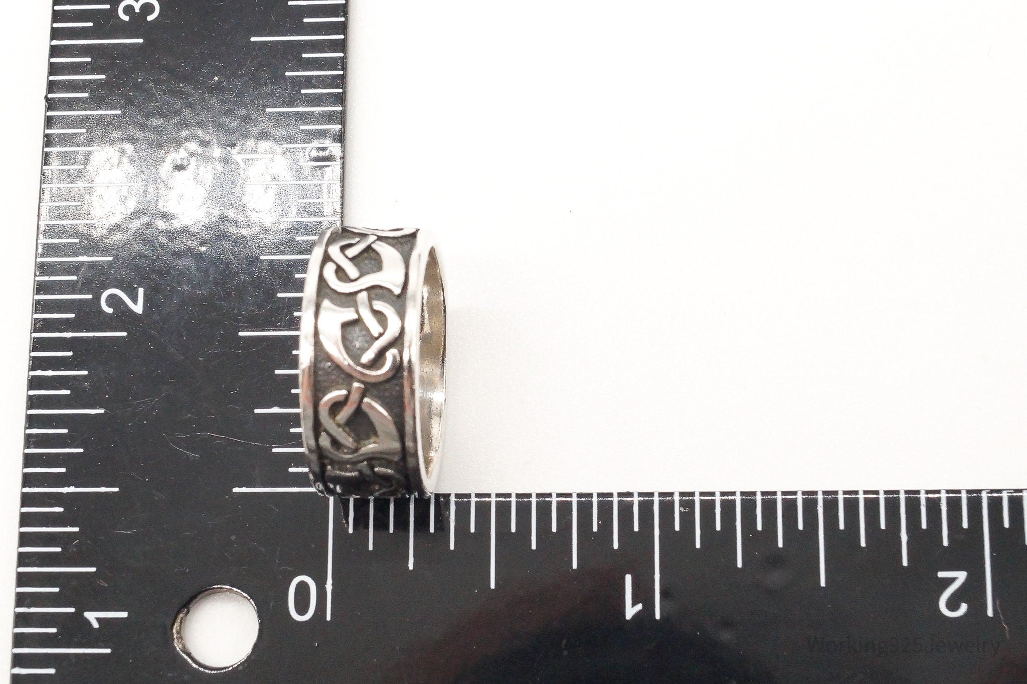 Vintage WJ Celtic Knot Hearts Sterling Silver Ring - Size 7