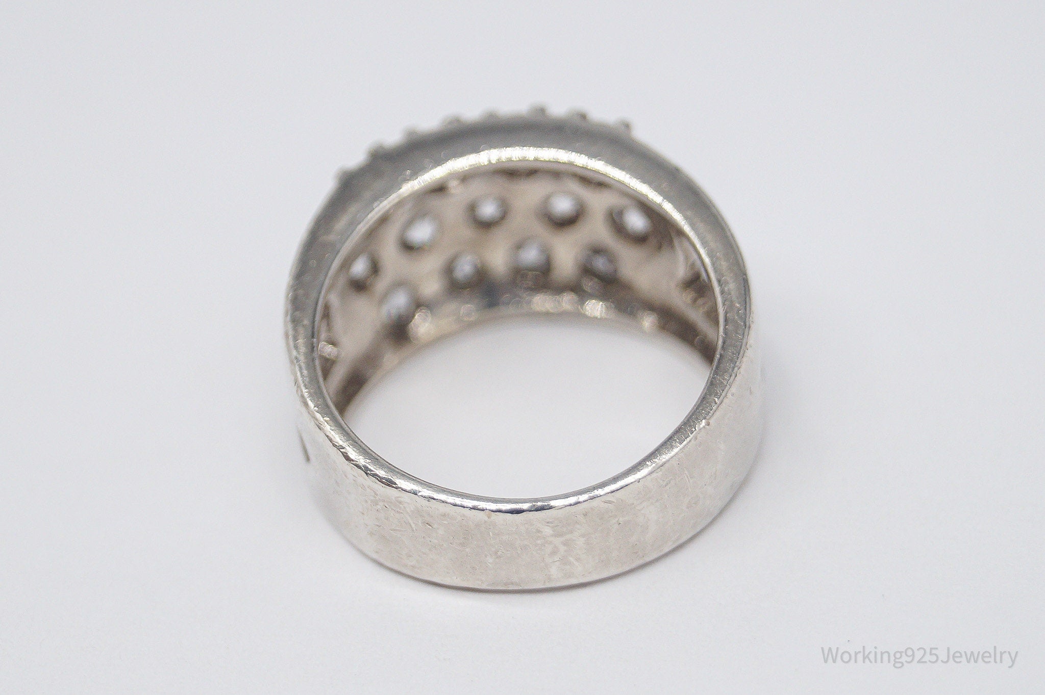 Vintage Cubic Zirconia Sterling Silver Band Ring - Size 6.75