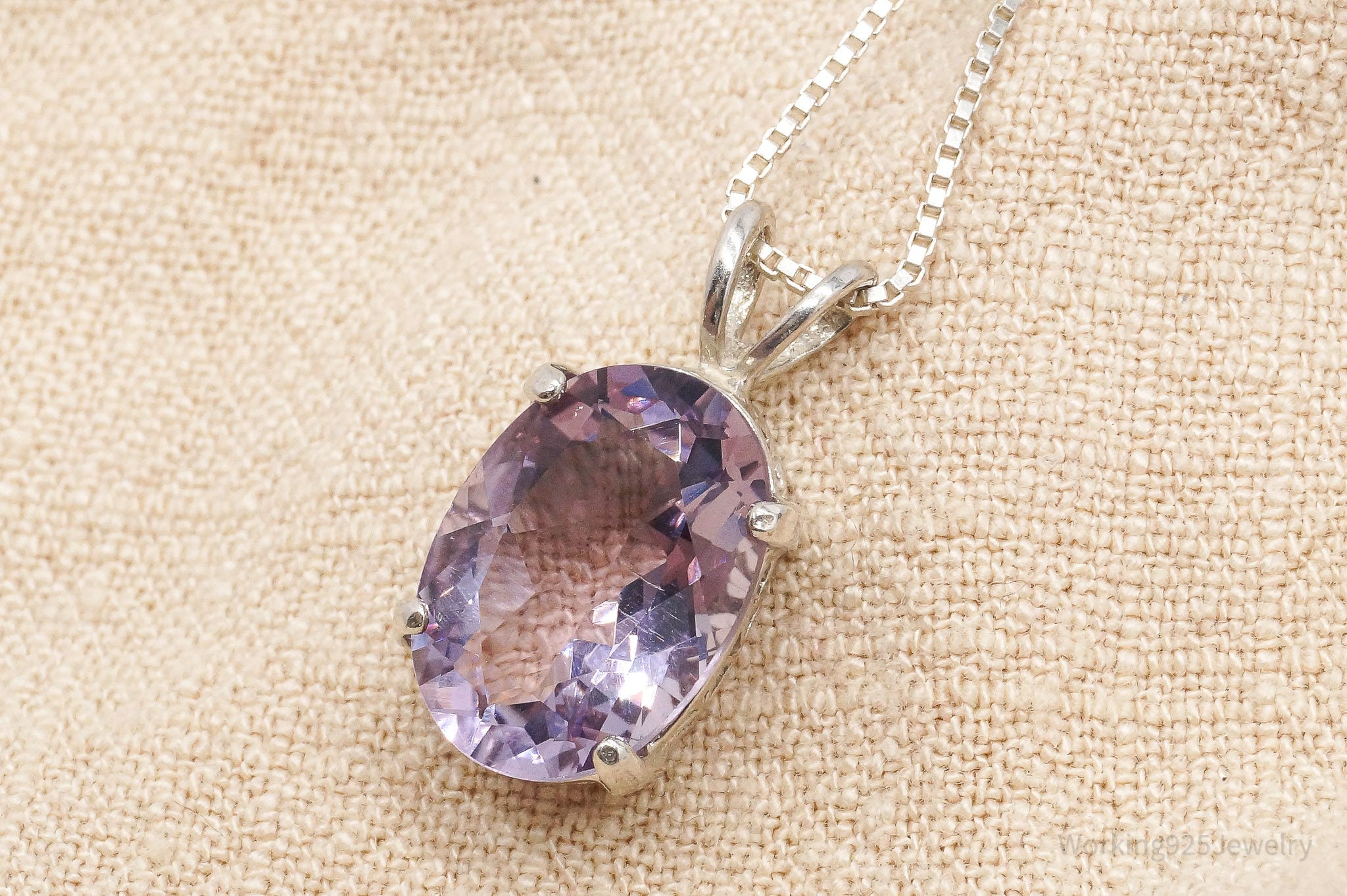 Vintage Amethyst Sterling Silver Necklace 18"