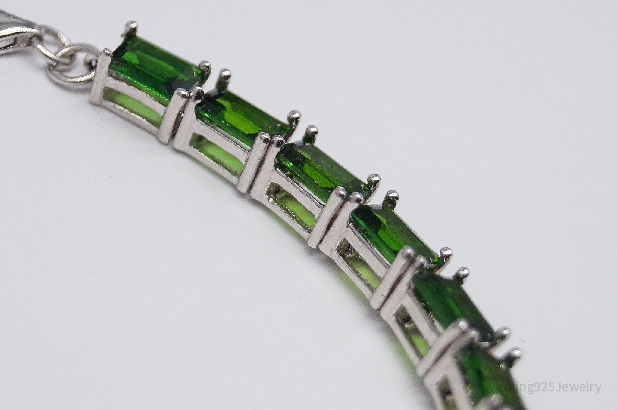 JTVs JZ Lab Emerald Sterling Silver Tennis Bracelet 8 3/16"