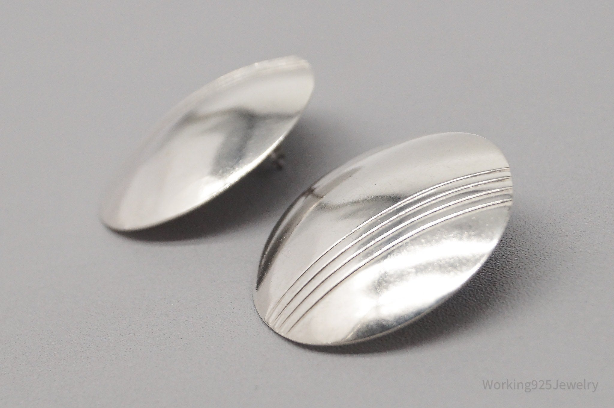 Vintage Large Disk Sterling Silver Earrings