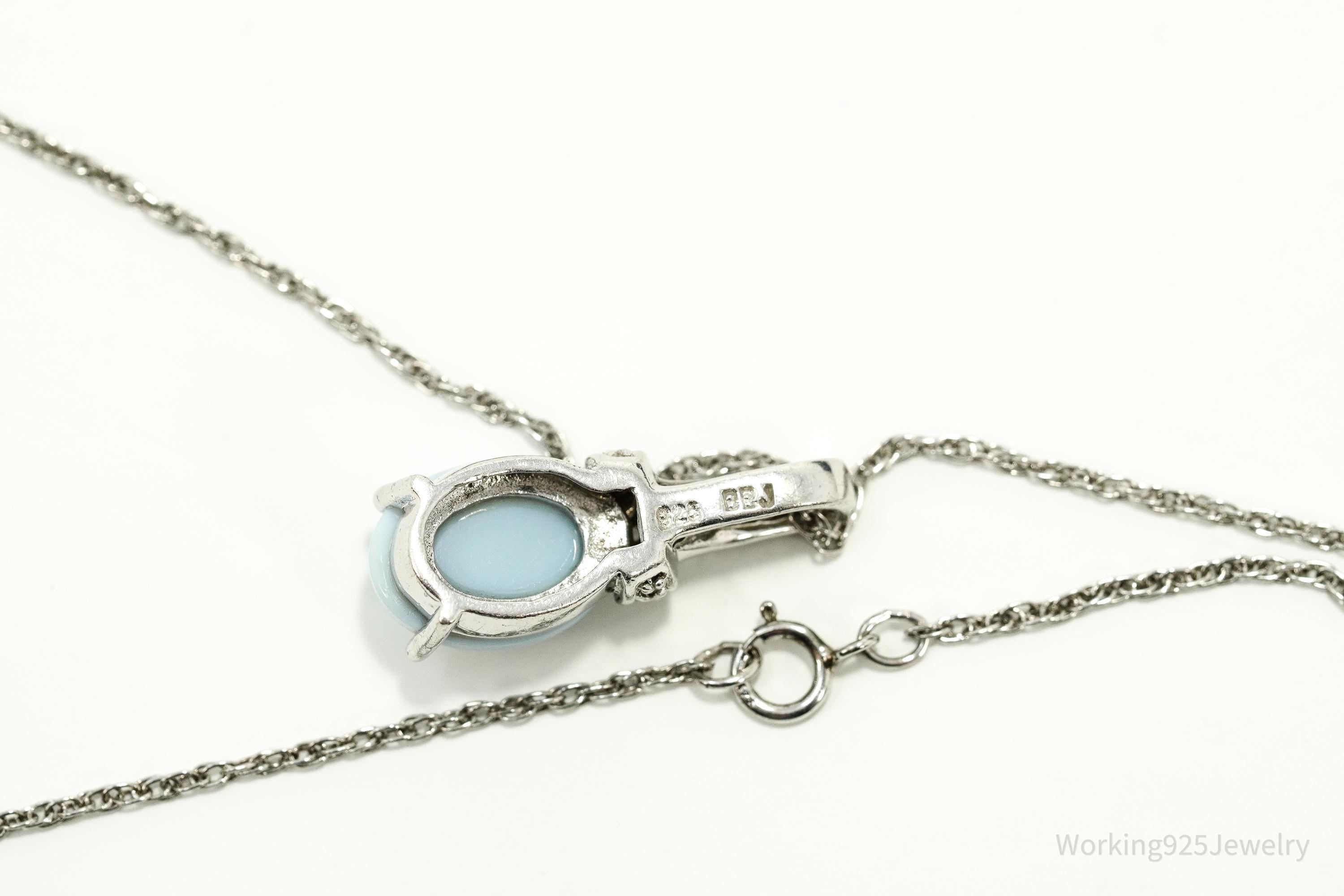 BBJ Blue Larimar, Tanzanite, And White Topaz Sterling Silver Necklace 18"