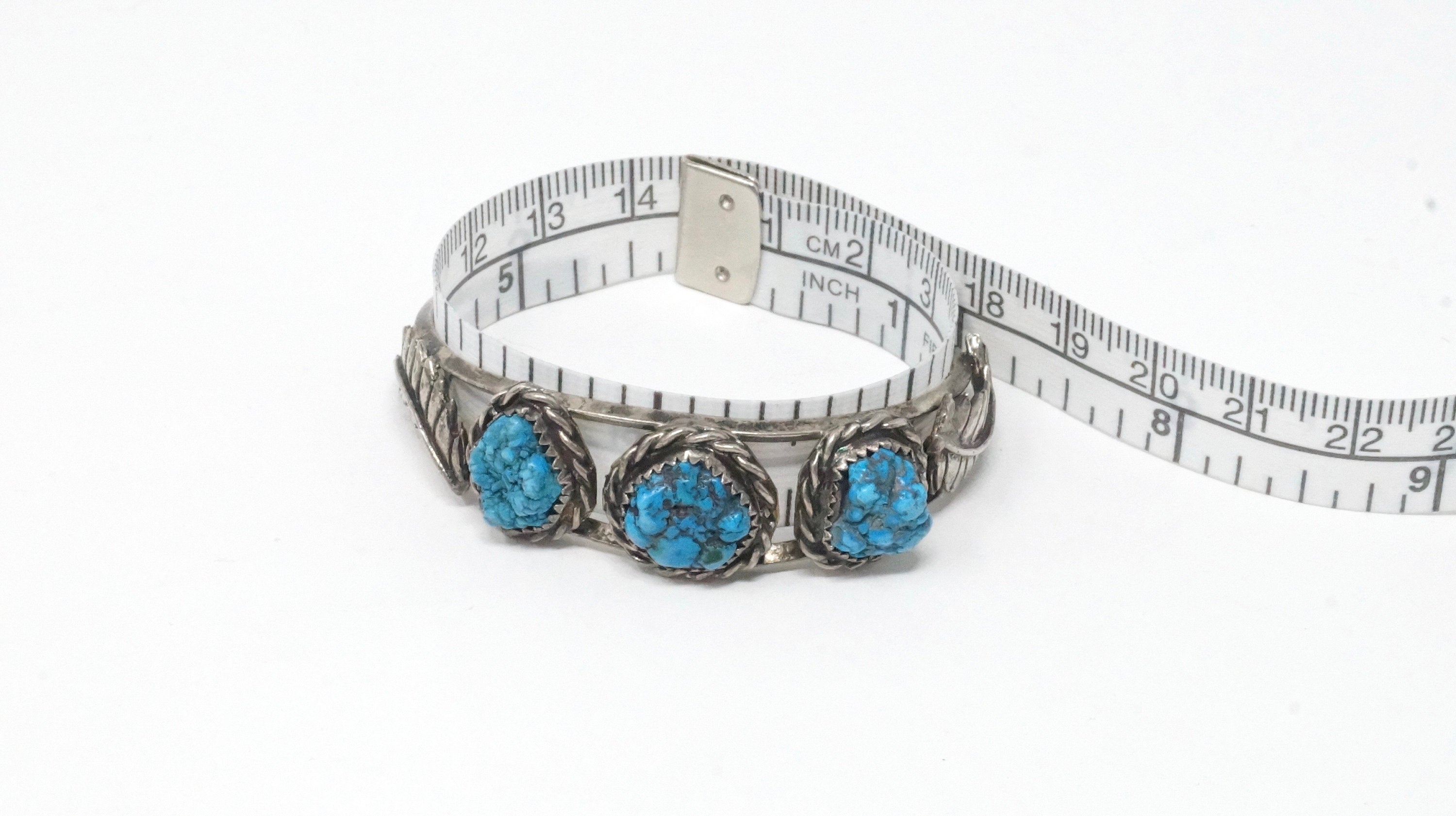 Vtg Native American Unsigned Turquoise Handmade Sterling Silver Cuff Bracelet