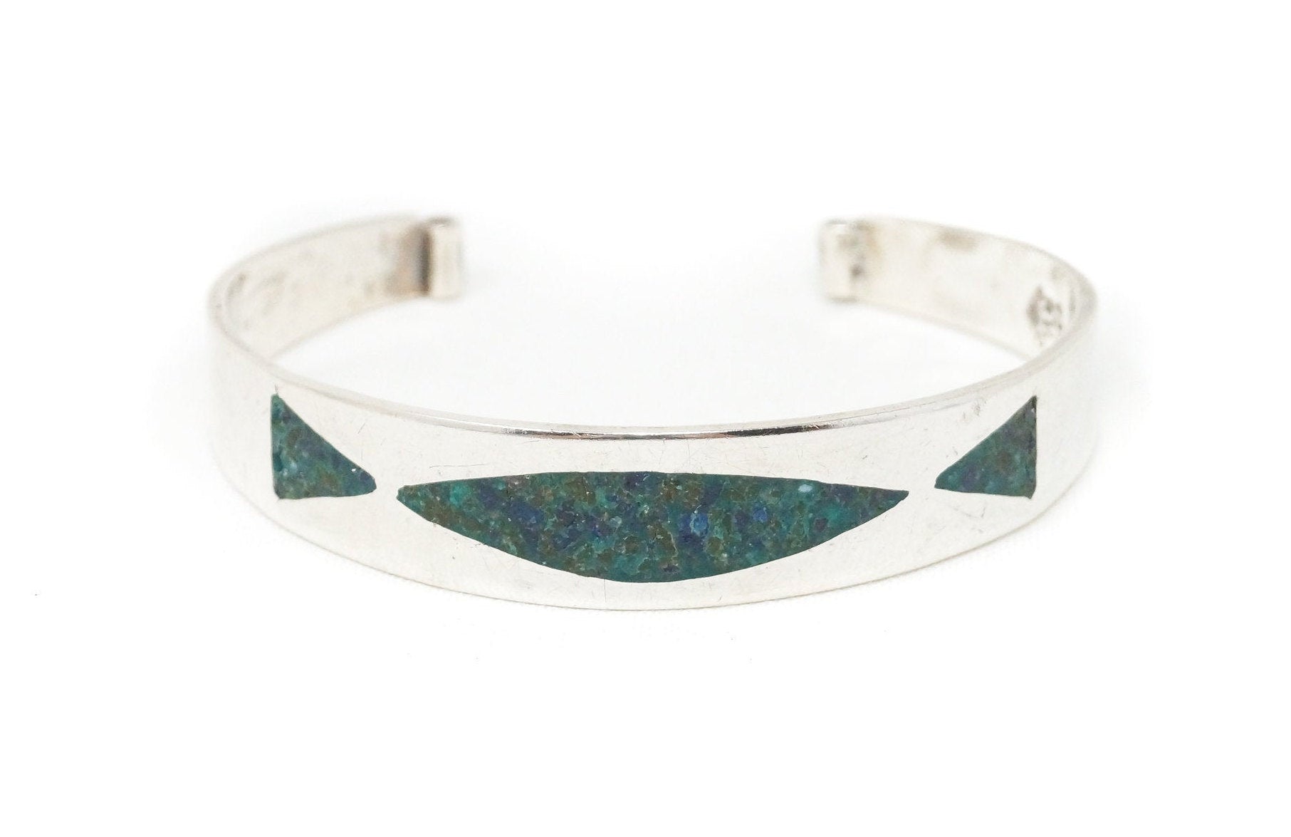 Vintage Mex Turquoise Southwestern Handmade Sterling Silver Cuff Bracelet