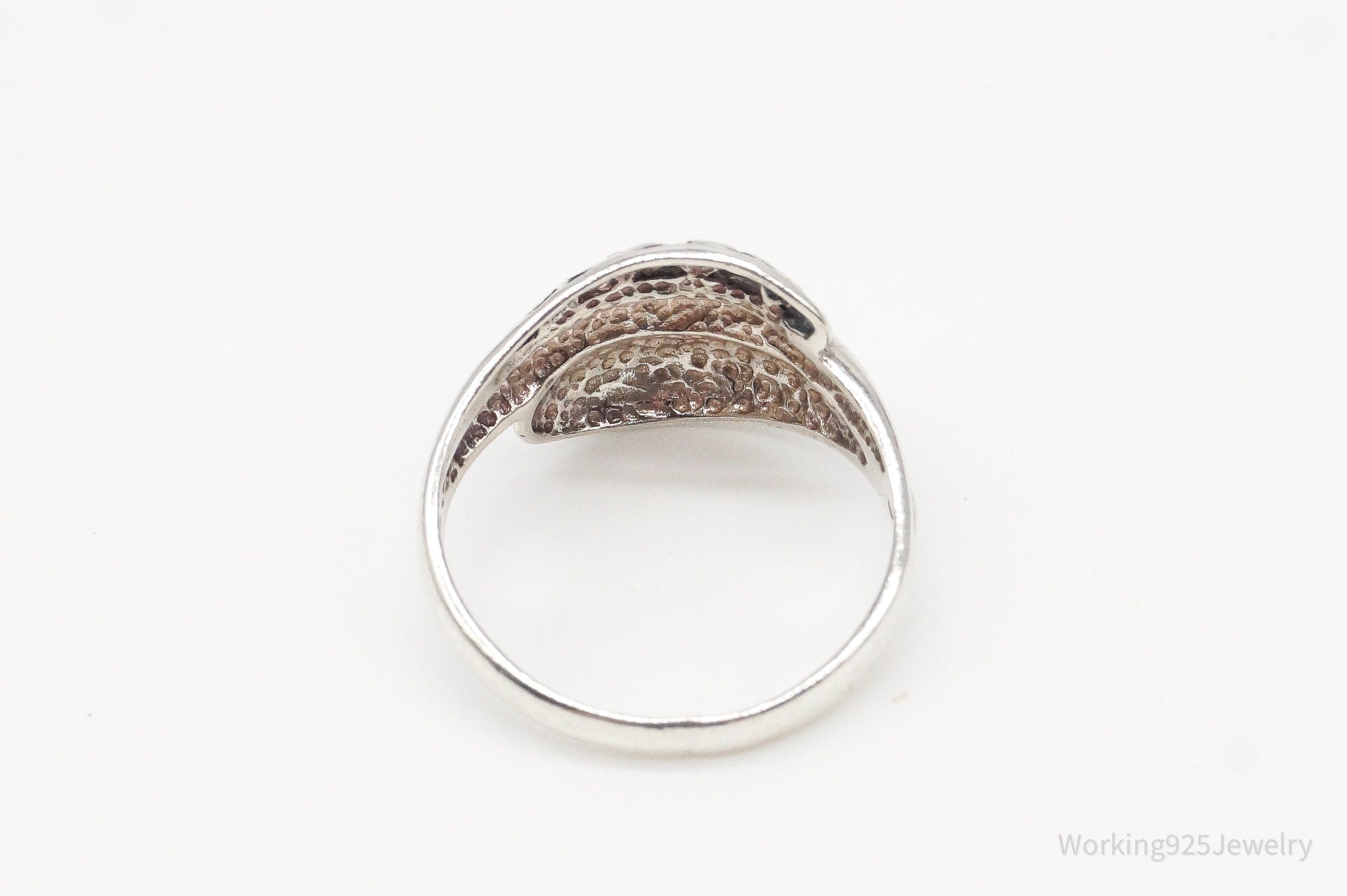 Vintage Designer Jez Art Deco Style Sterling Silver Ring - Size 7.5