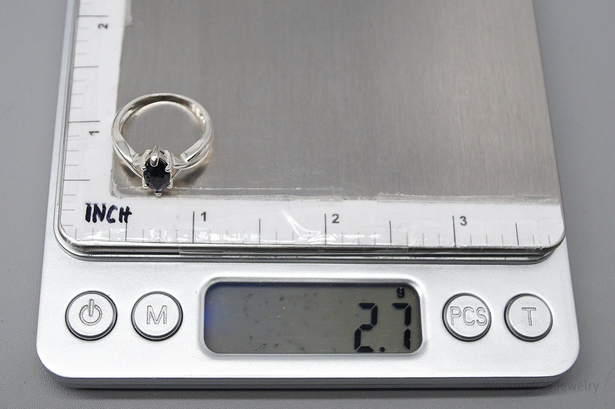 Vintage Avon Black Onyx Sterling Silver Ring - Size 5.75