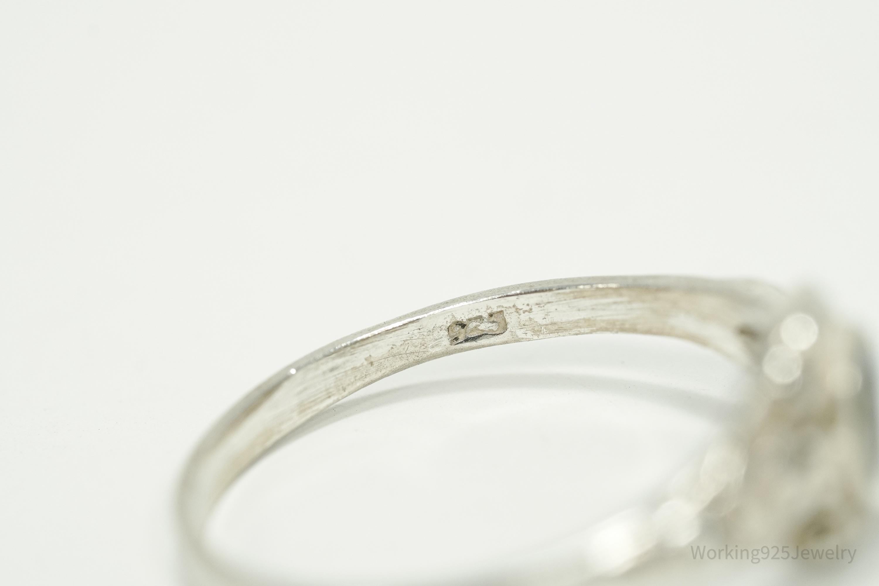 Vintage Yin And Yang Onyx Sterling Silver Ring - Size 6