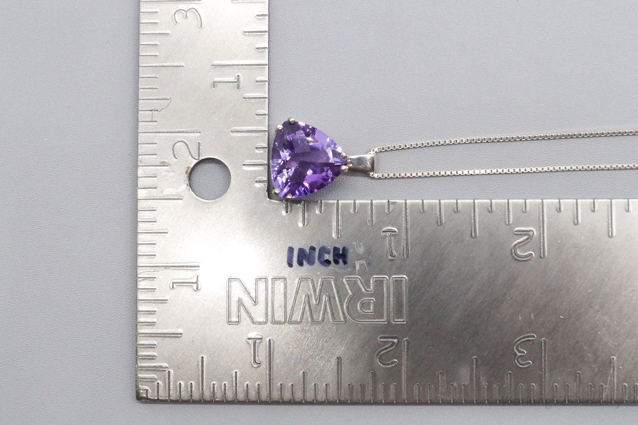 Vintage Large Amethyst Sterling Silver Chain Necklace 24"