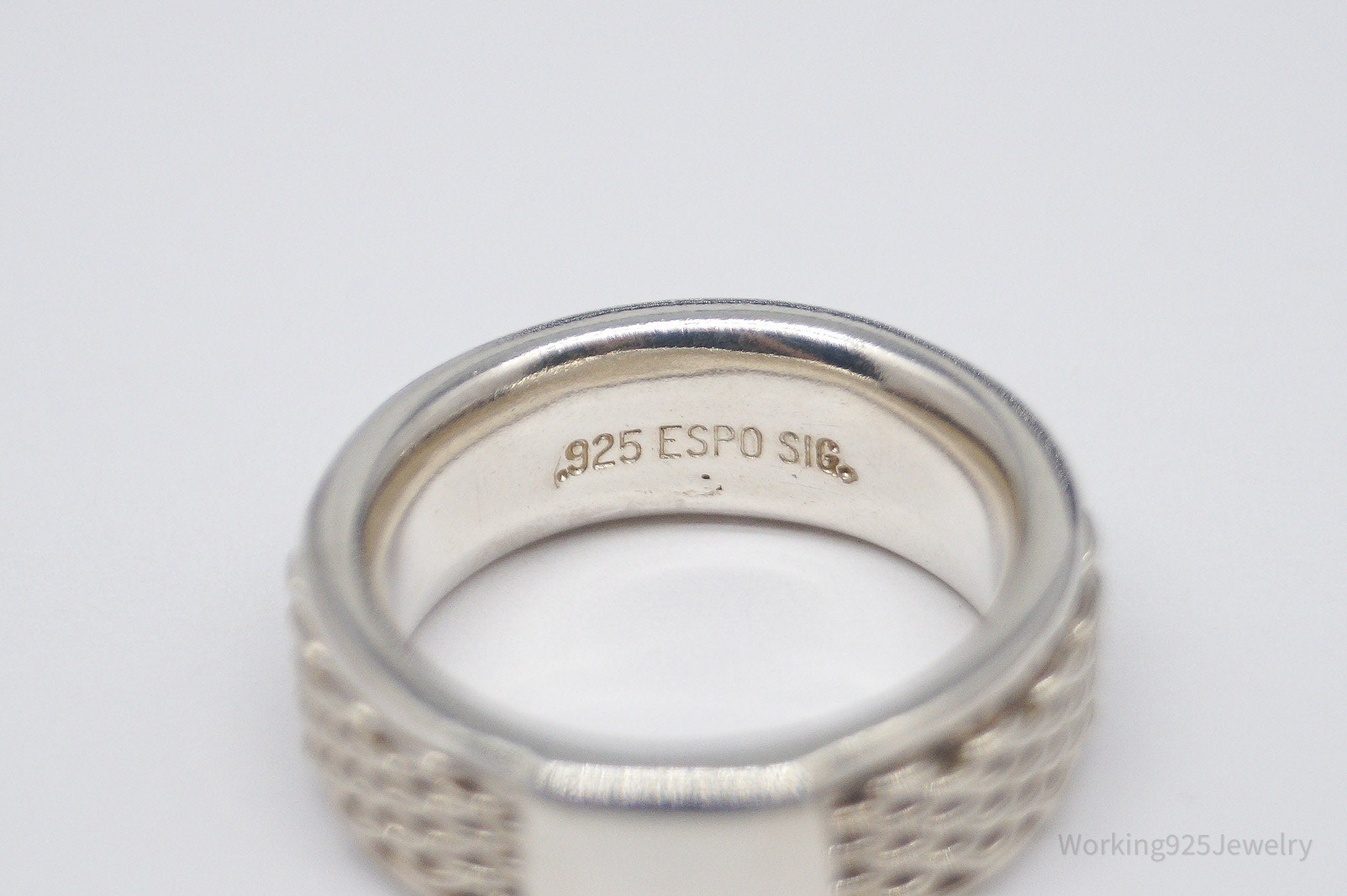 Vintage Espo Sig Chainlink Sterling Silver Band Ring - Size 6