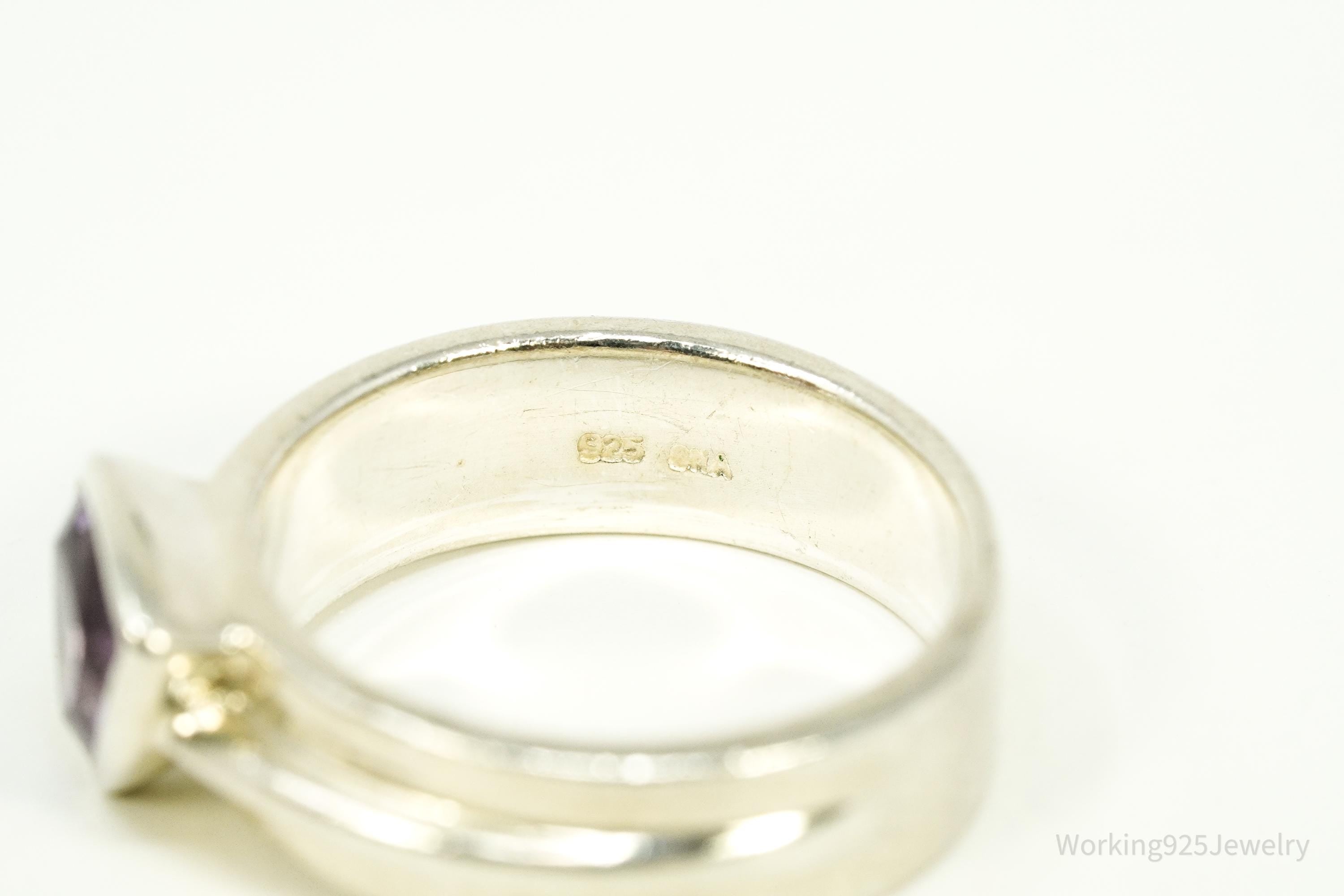 Vintage Amethyst Sterling Silver Ring - Size 9