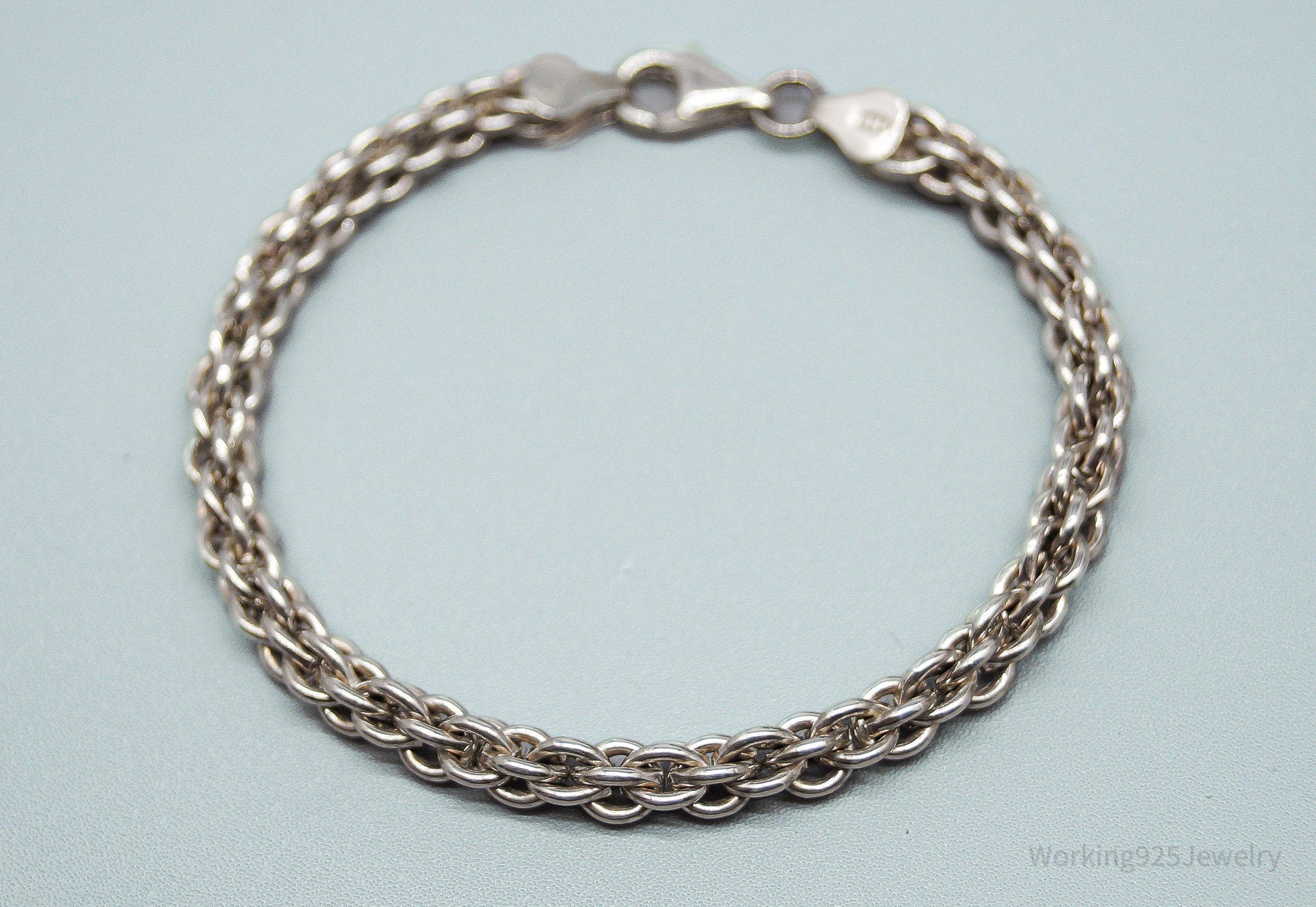 Vintage Italian Chainlink Sterling Silver Bracelet - 7 5/8"