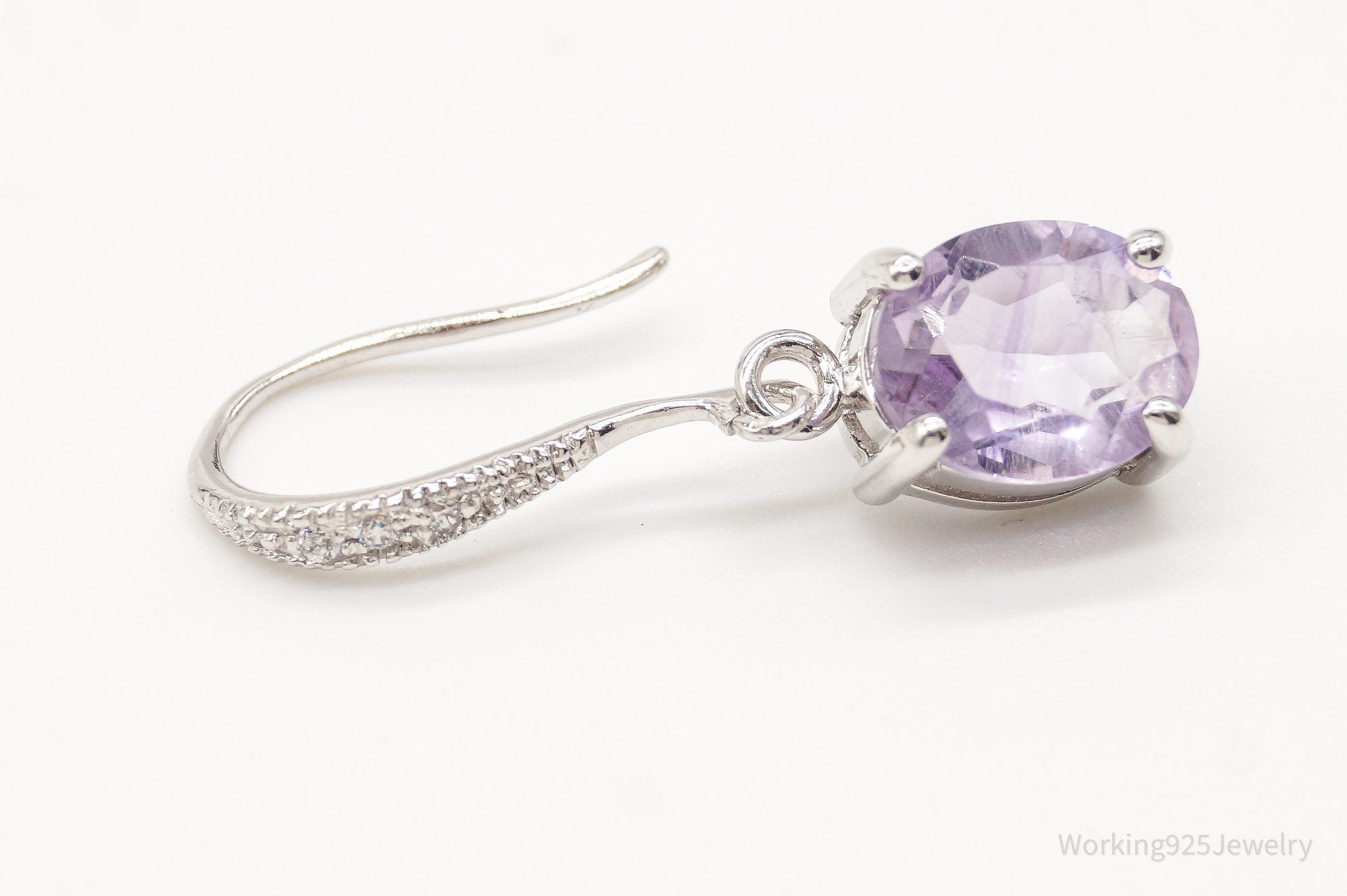 Vintage Designer RJC Amethyst Cubic Zirconia Sterling Silver Earrings