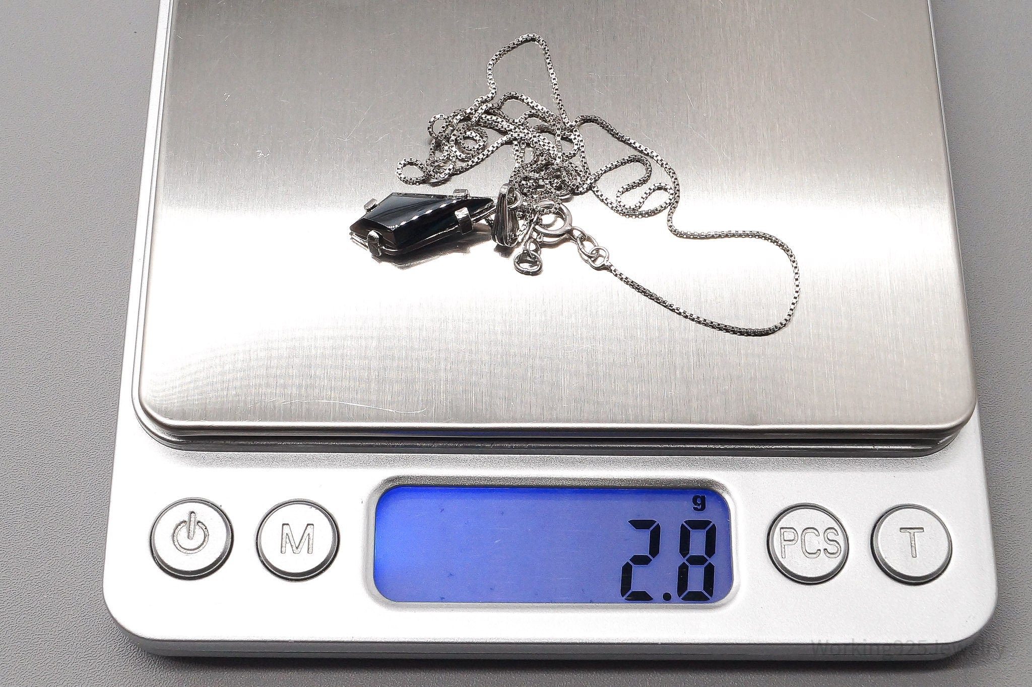 Vintage Art Deco Hematite Sterling Silver Necklace 20"