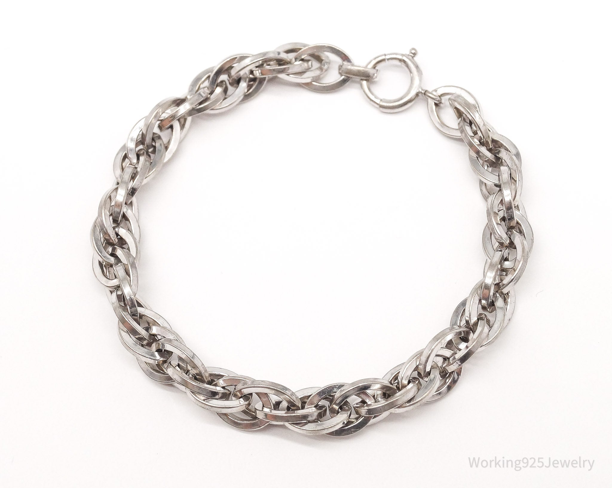 Antique Sterling Silver Chain Bracelet - 7 3/8"