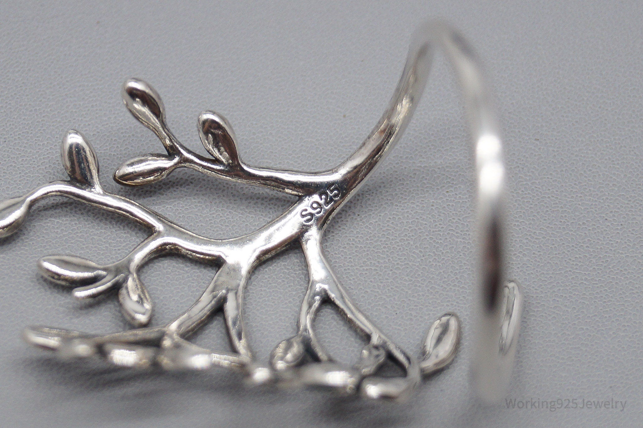 Vintage Tree Sterling Silver & Enamel Wrap Ring - Size 10.15 Adjustable