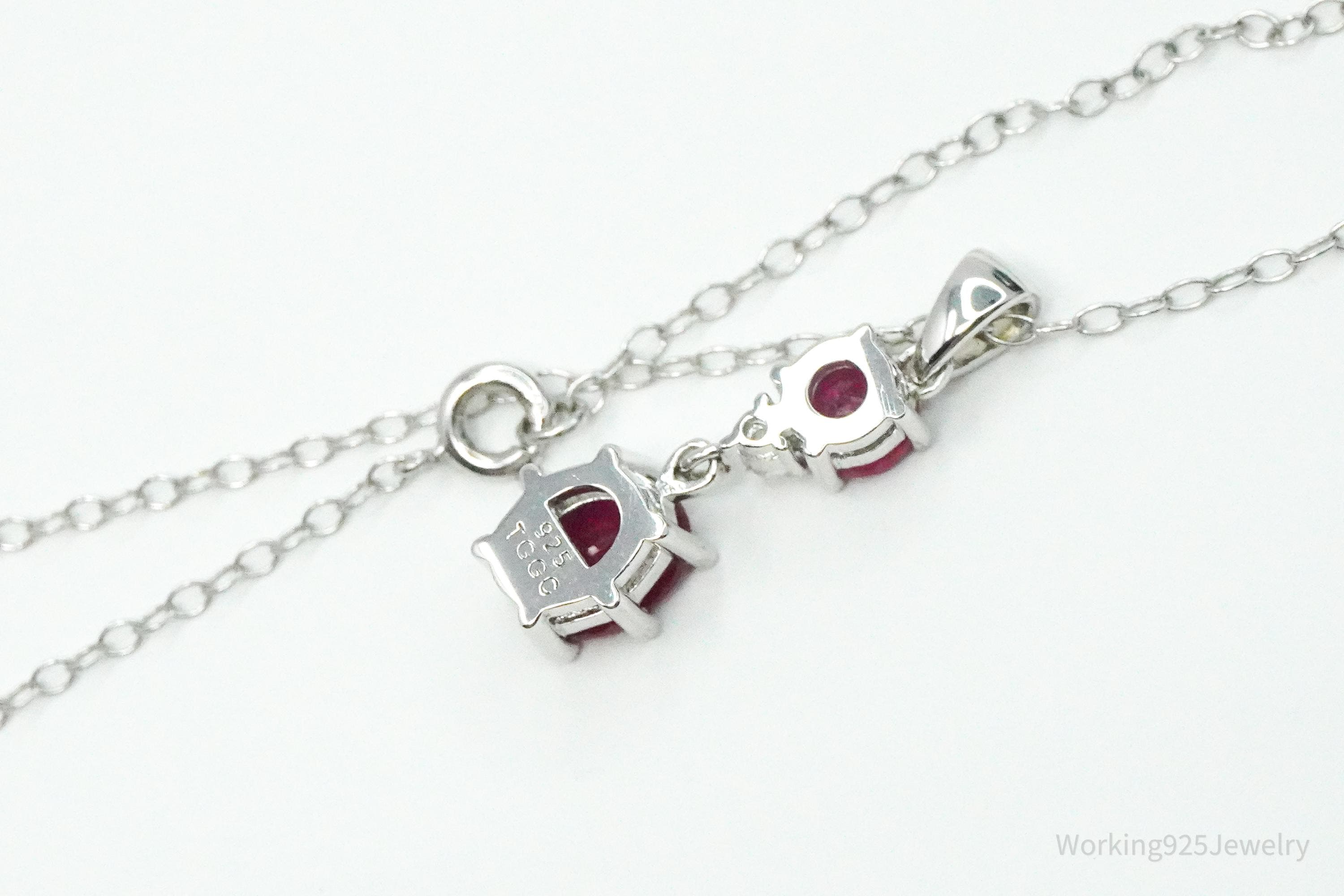 JTV's TGGC Ruby & White Topaz Sterling Silver Necklace 18"