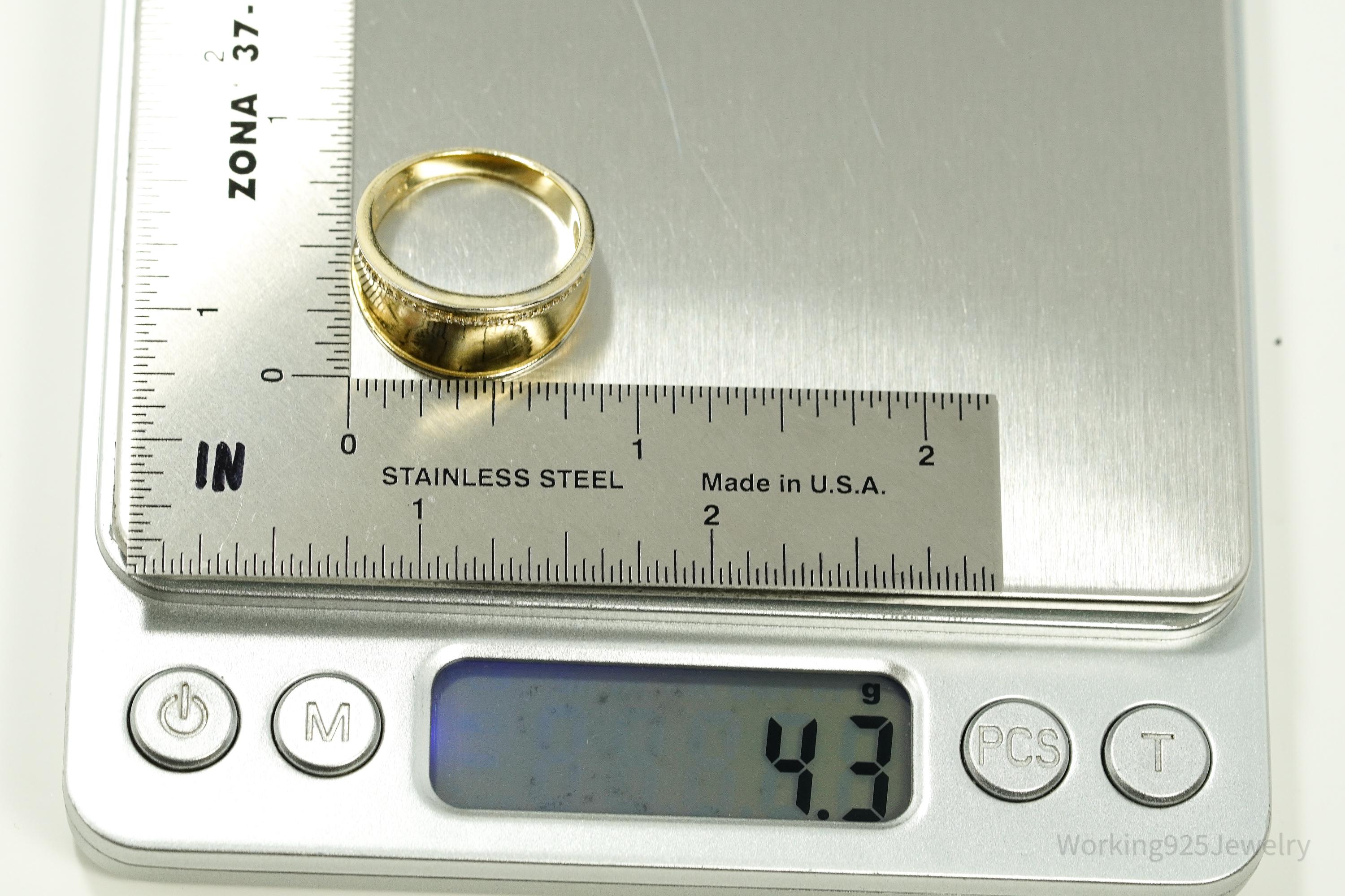Vintage Cubic Zirconia Gold Vermeil Sterling Silver Ring - Size 8