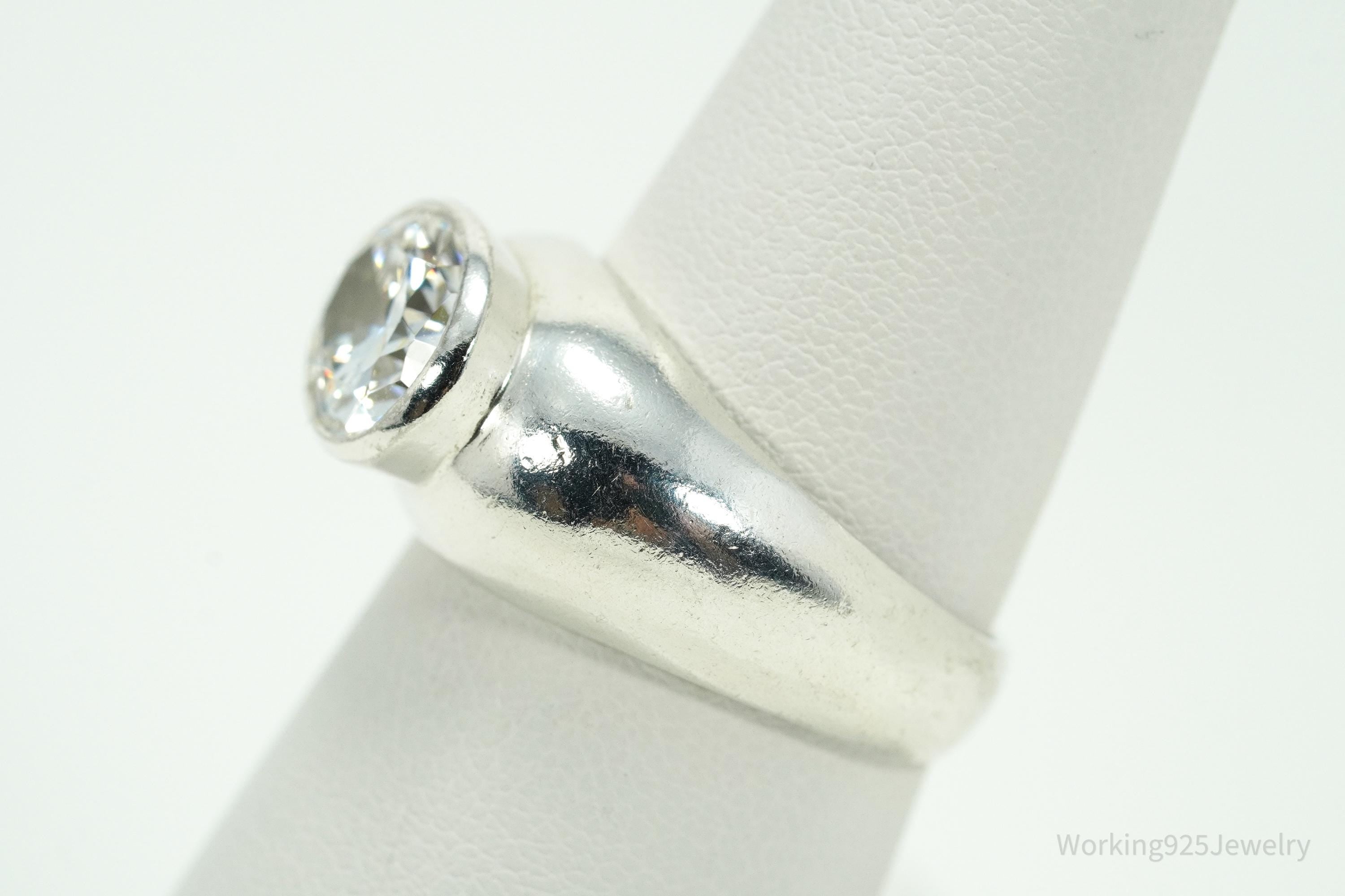 Vintage Cubic Zirconia Sterling Silver Ring - Size 7.75