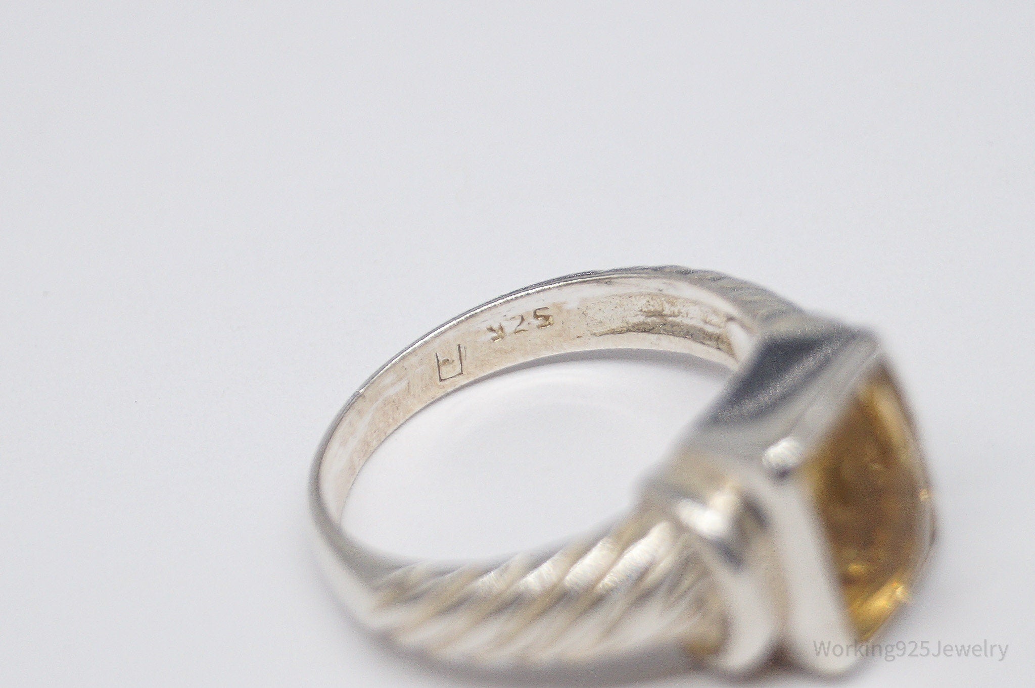 Vintage Citrine Sterling Silver Ring - Size 8.75