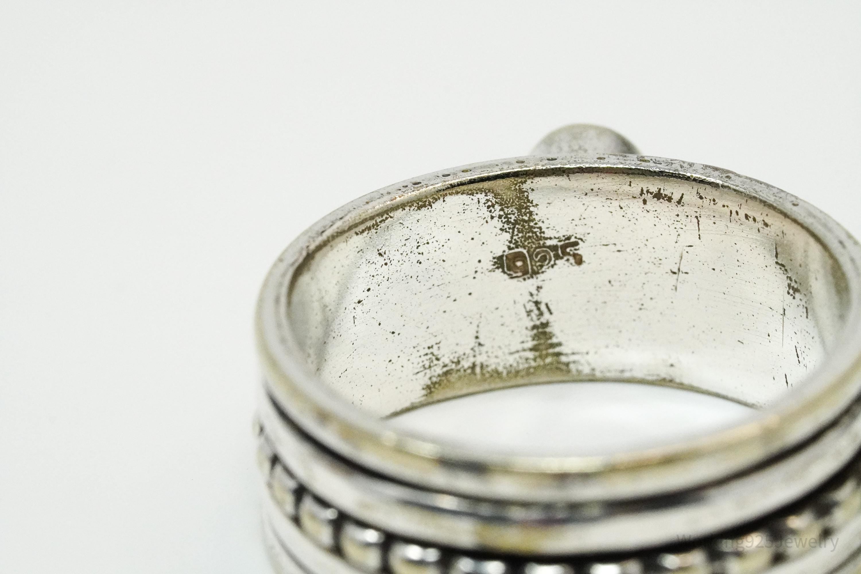 Vintage Opal Gold Wash & Sterling Silver Spinner Band Ring- Size 10.75