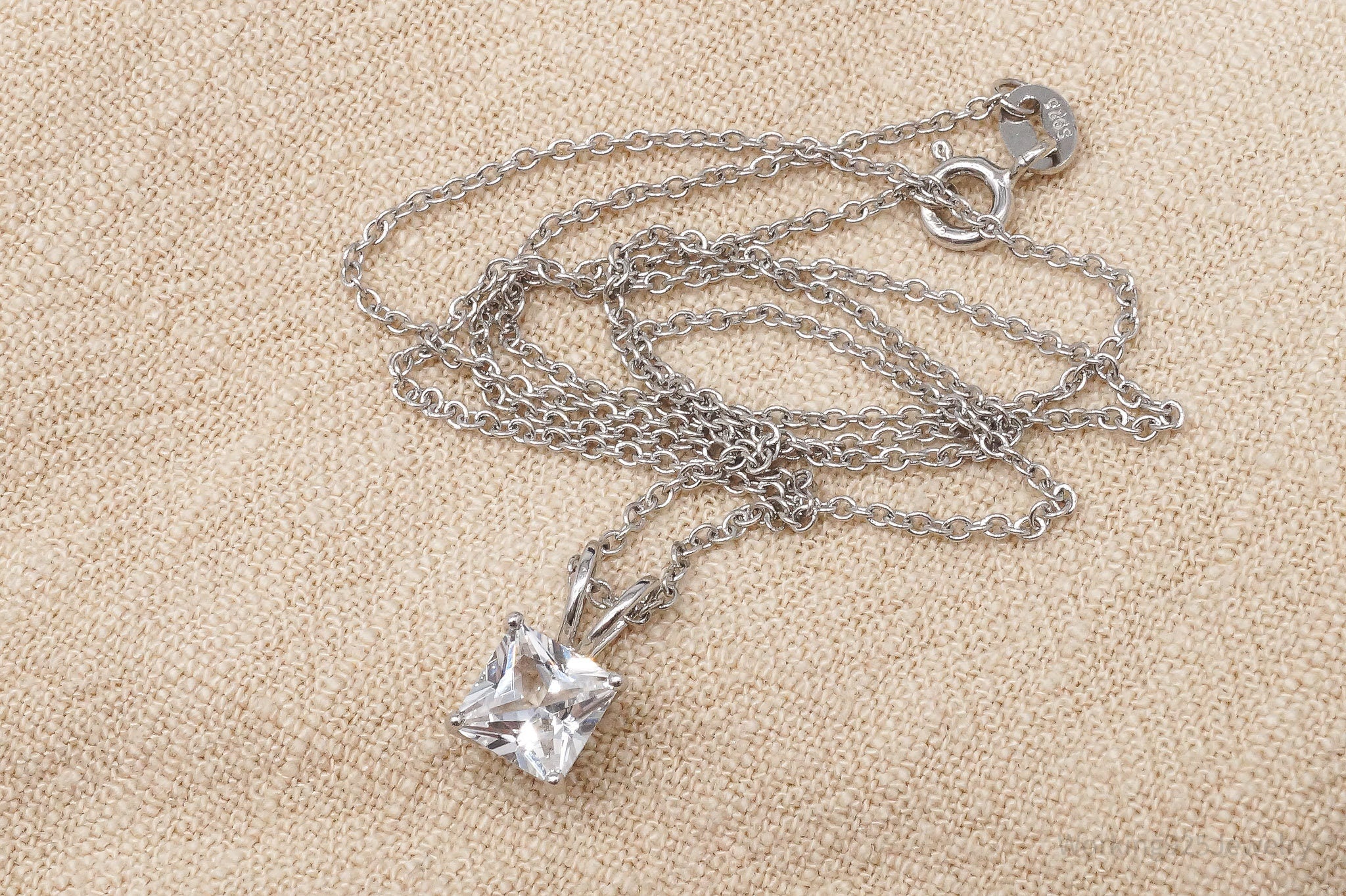 Vintage White Sapphire Sterling Silver Necklace 18"