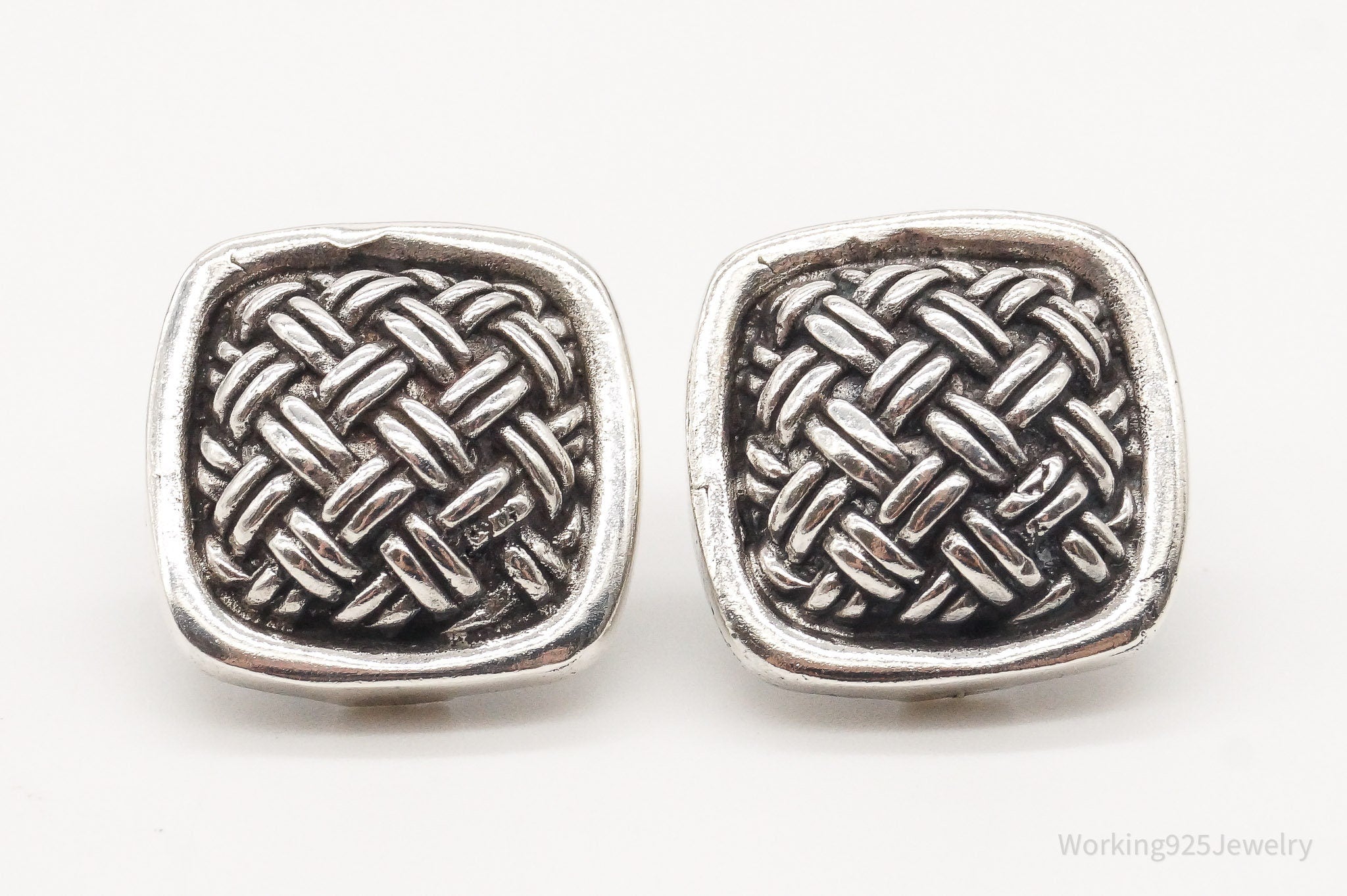 Vintage Sterling Silver Weave Designer Earrings