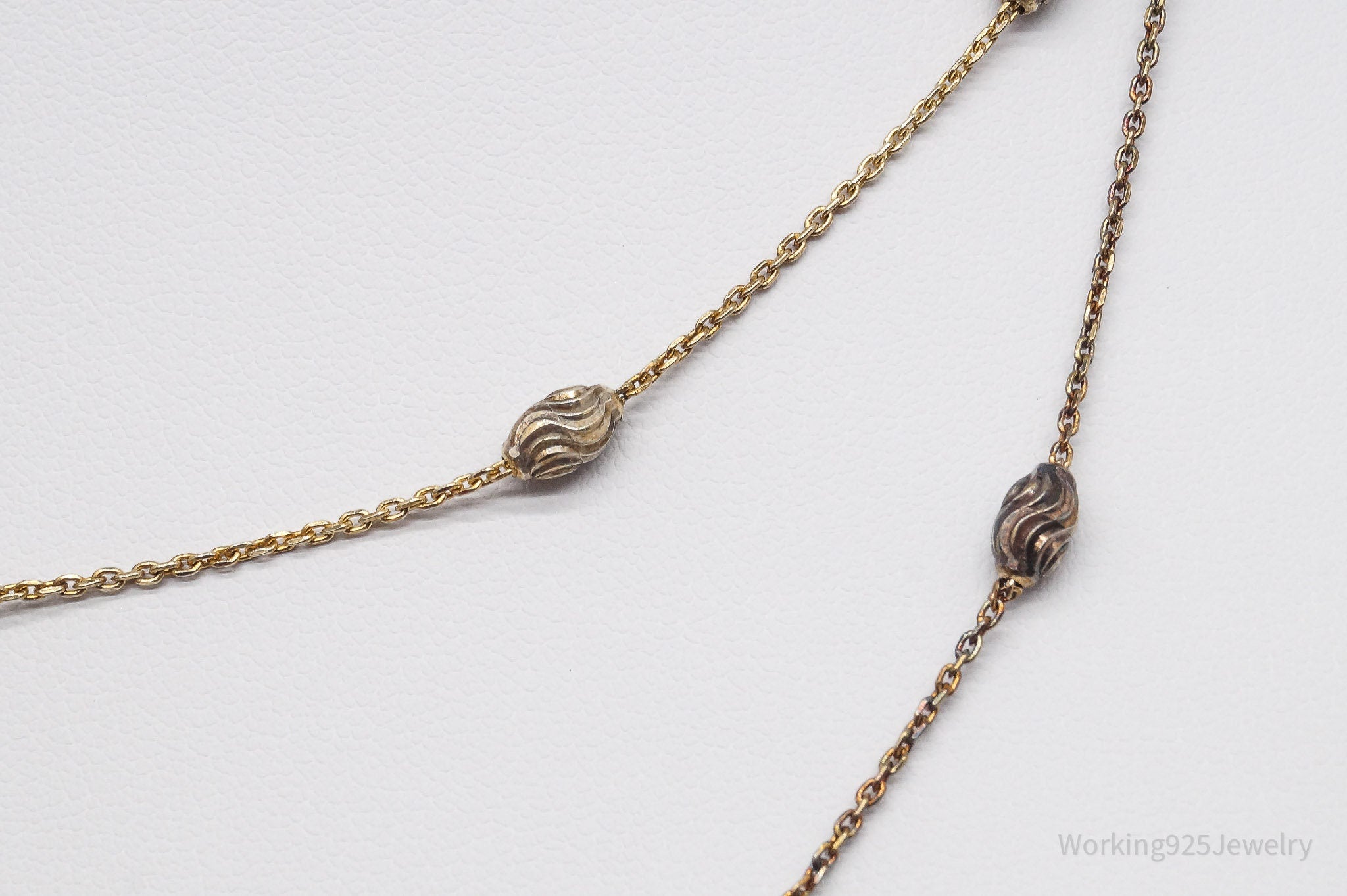 Vintage Italian Long Gold Vermeil Sterling Silver Necklace 36"