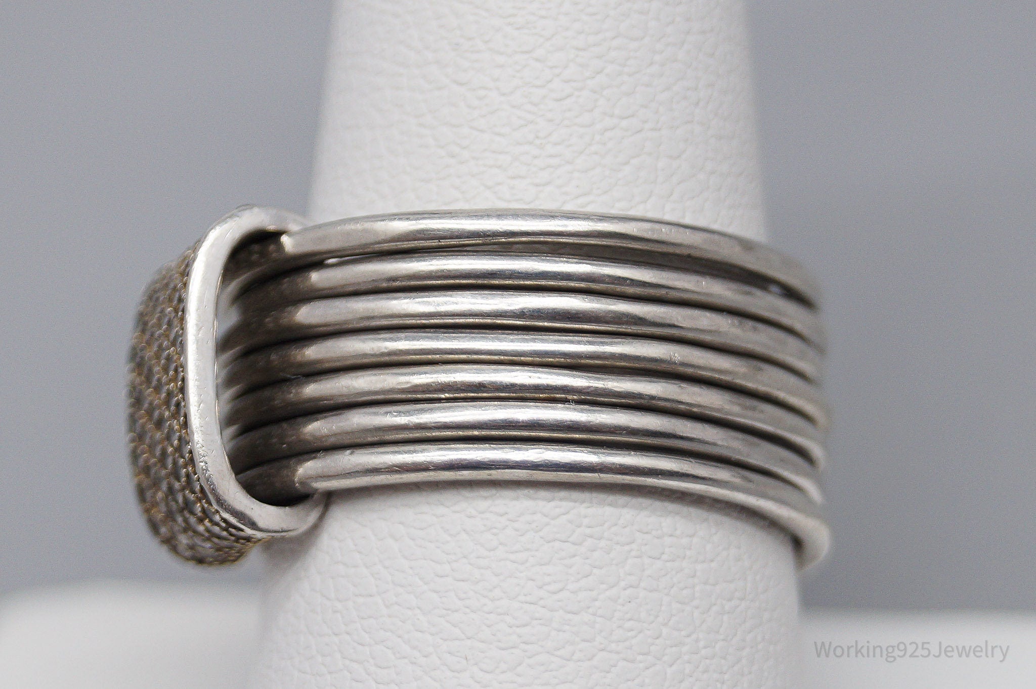 Vintage Cubic Zirconia Sterling Silver Band Ring - Size 10.25