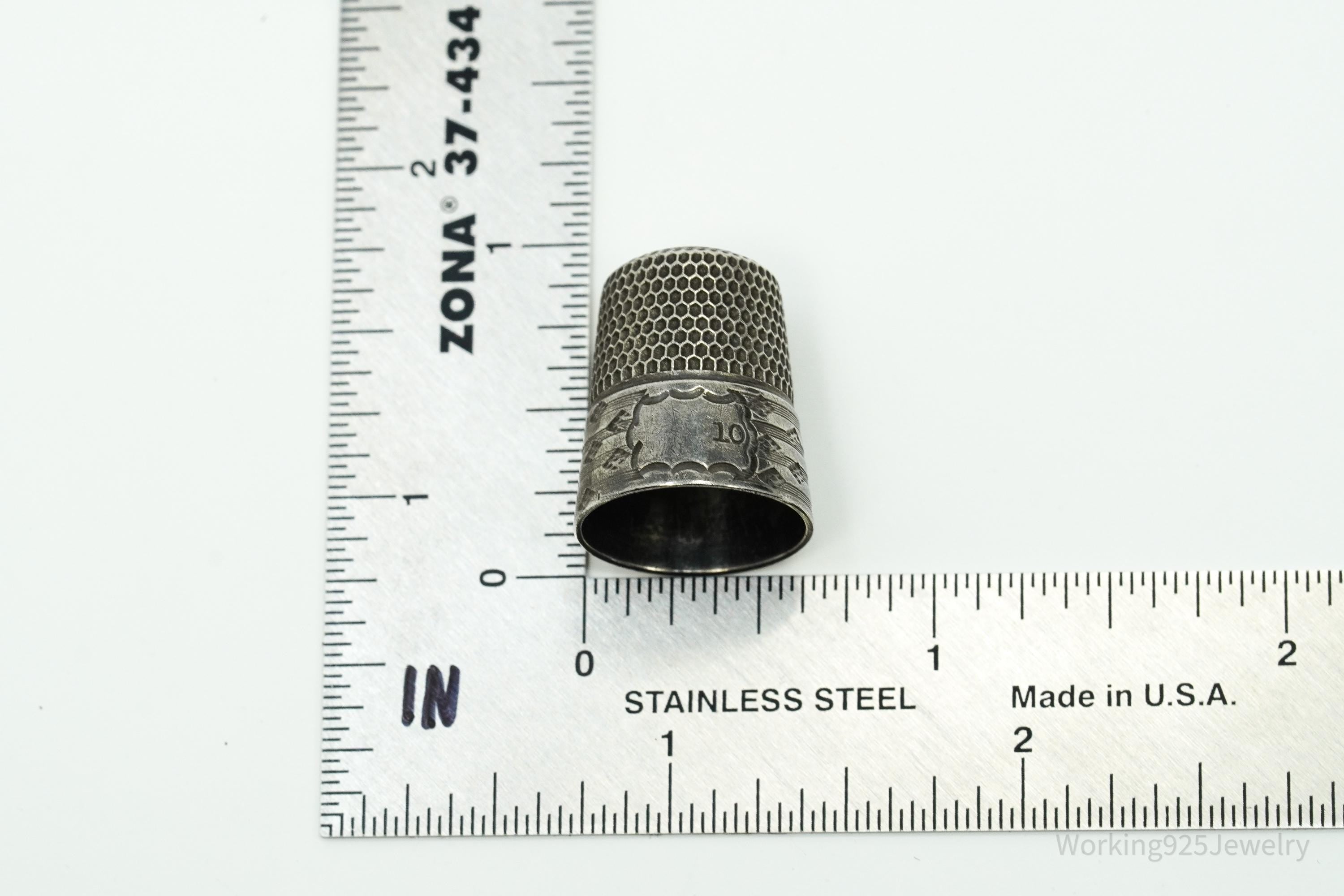 Antique Simons Bros & Co Dome Sterling Silver Thimble Size 10
