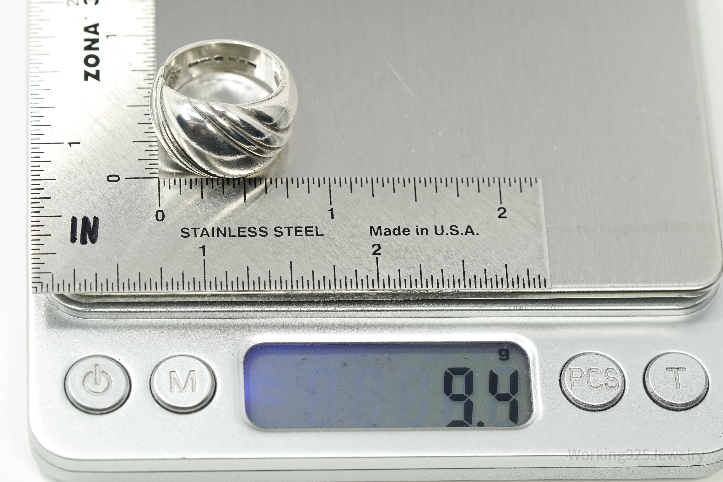 Vintage Designer Kabana Puffy Style Sterling Silver Ring - Size 7