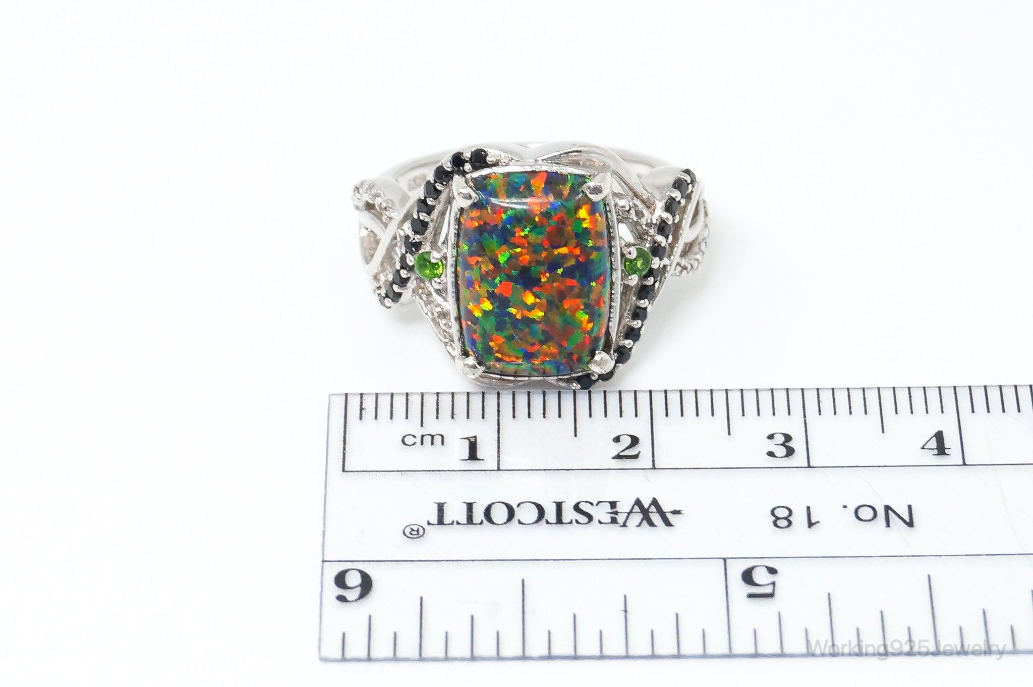 Vintage Multi Gem Sterling Silver Statement Ring - SZ 9