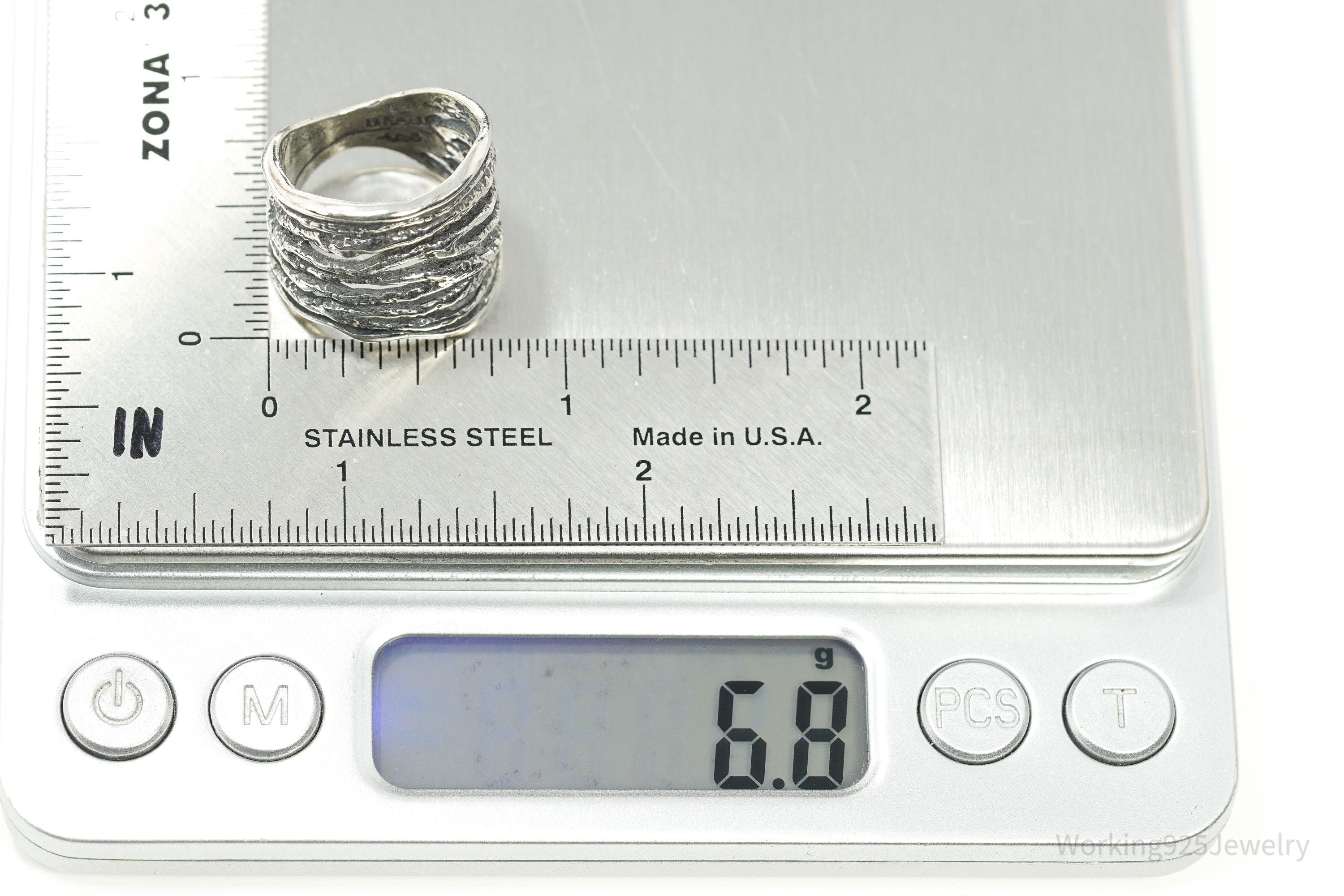 Vintage Shablool Didae Textured Sterling Silver Band Ring Size 6