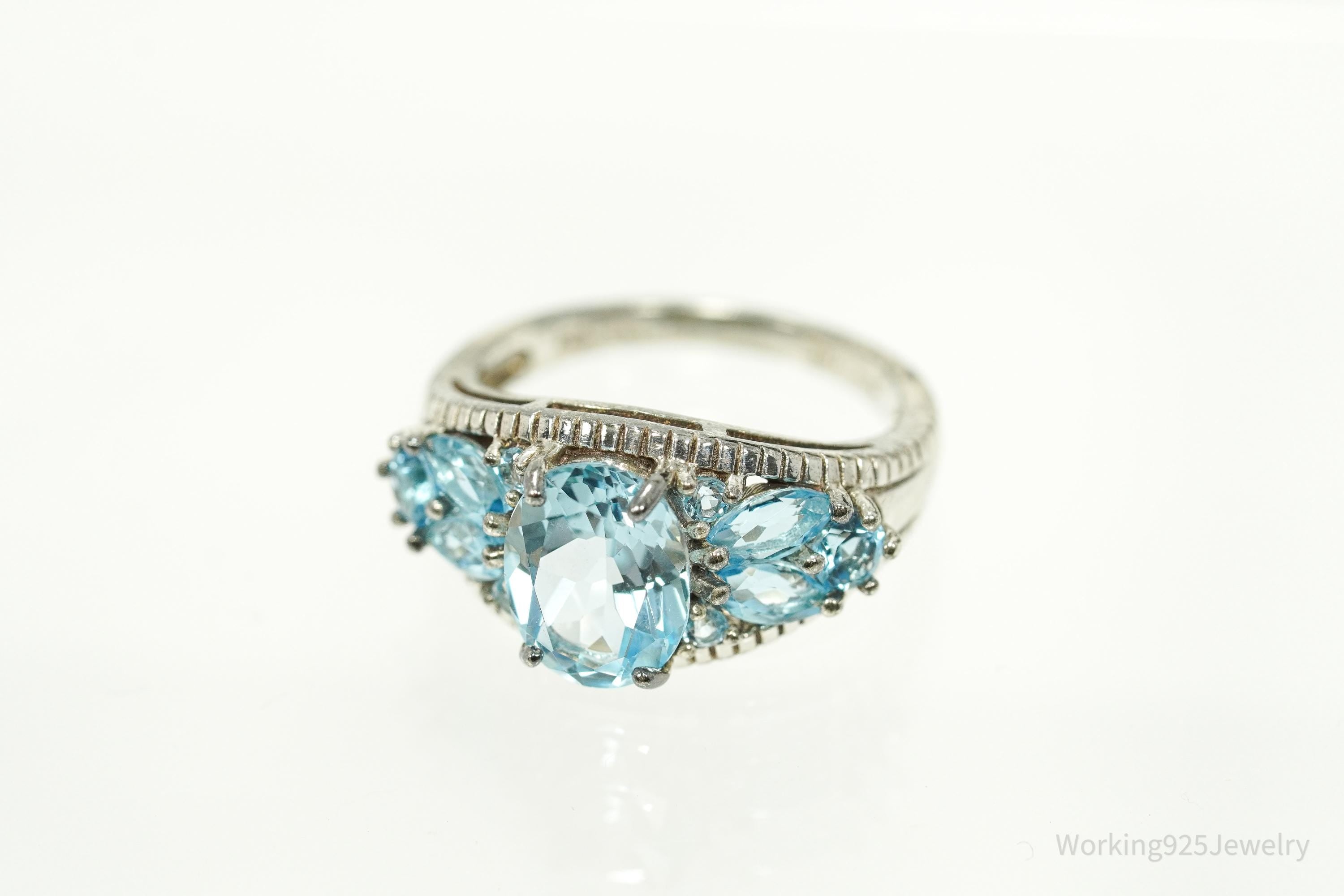 Vintage Blue Topaz Sterling Silver Ring - Size 5