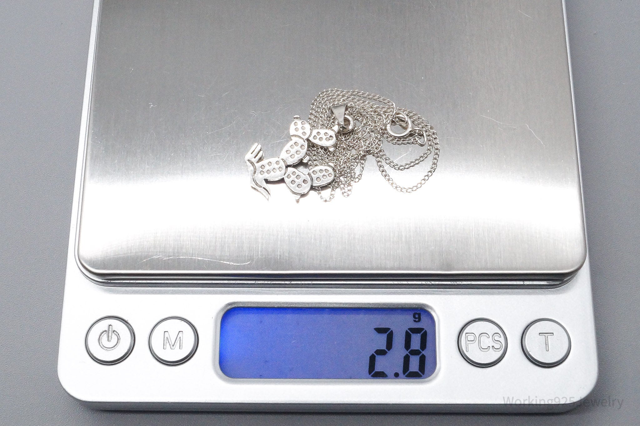 Vintage Western Desert Cactus Sterling Silver Necklace 20"