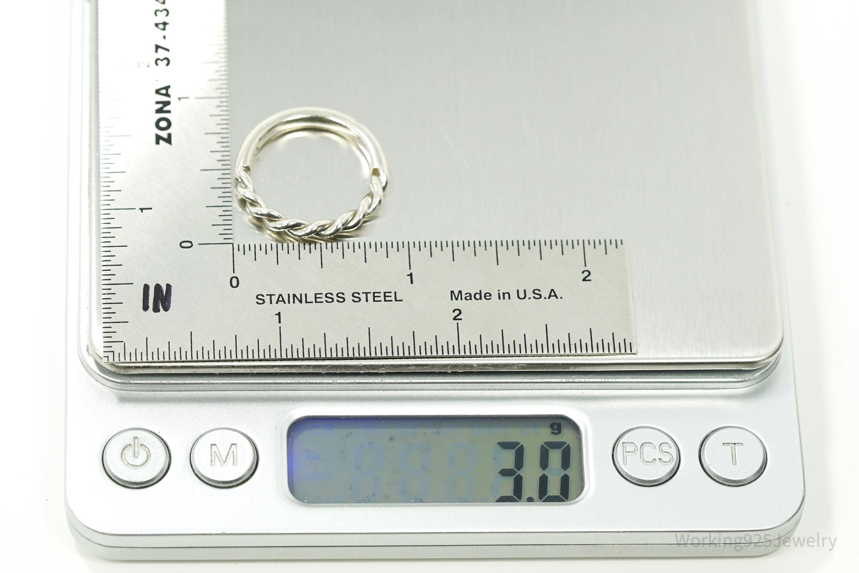 Vintage Rope Twist Style Sterling Silver Ring - Size 7.25