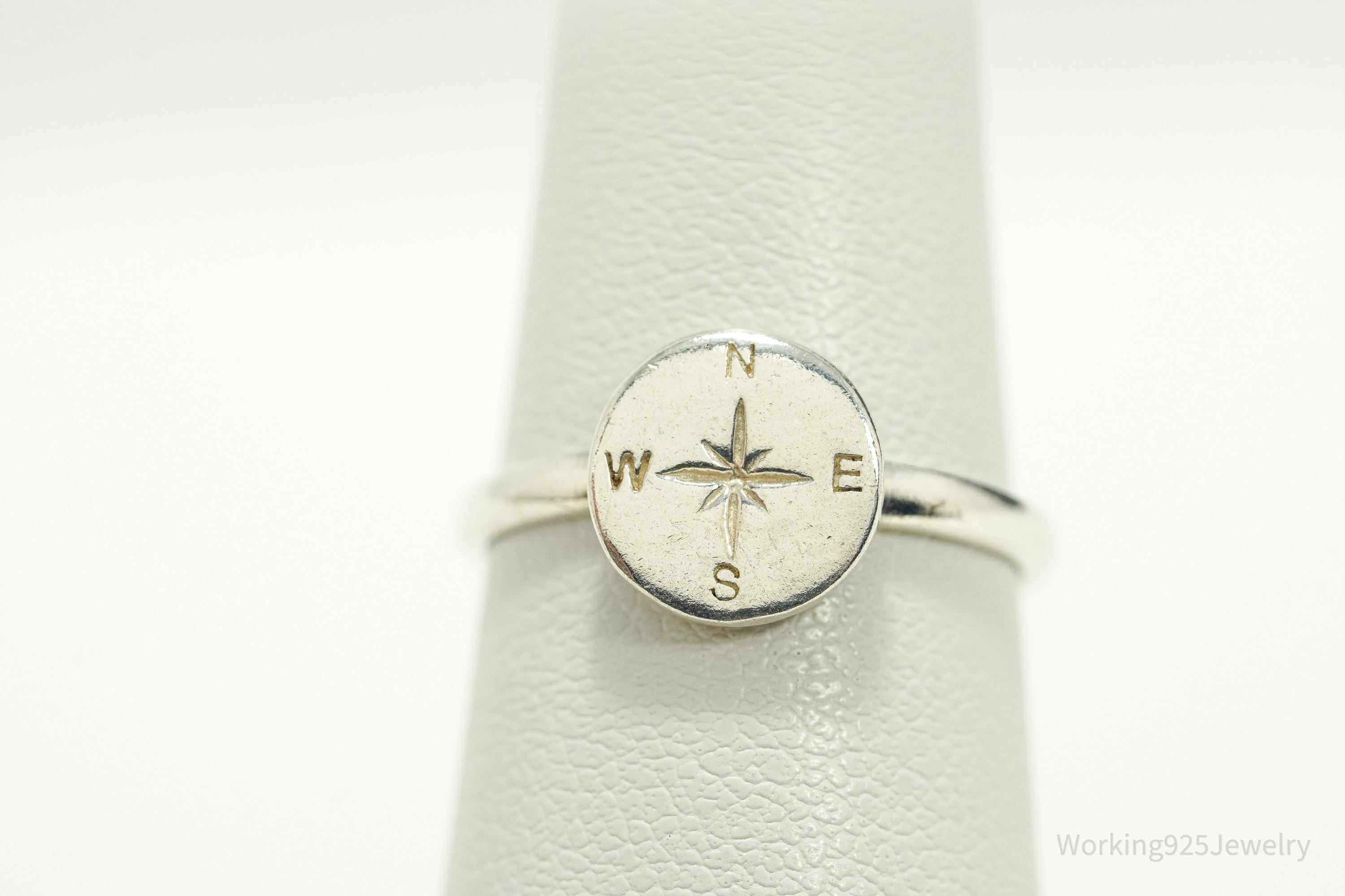 Vintage Compass Sterling Silver Ring - 6