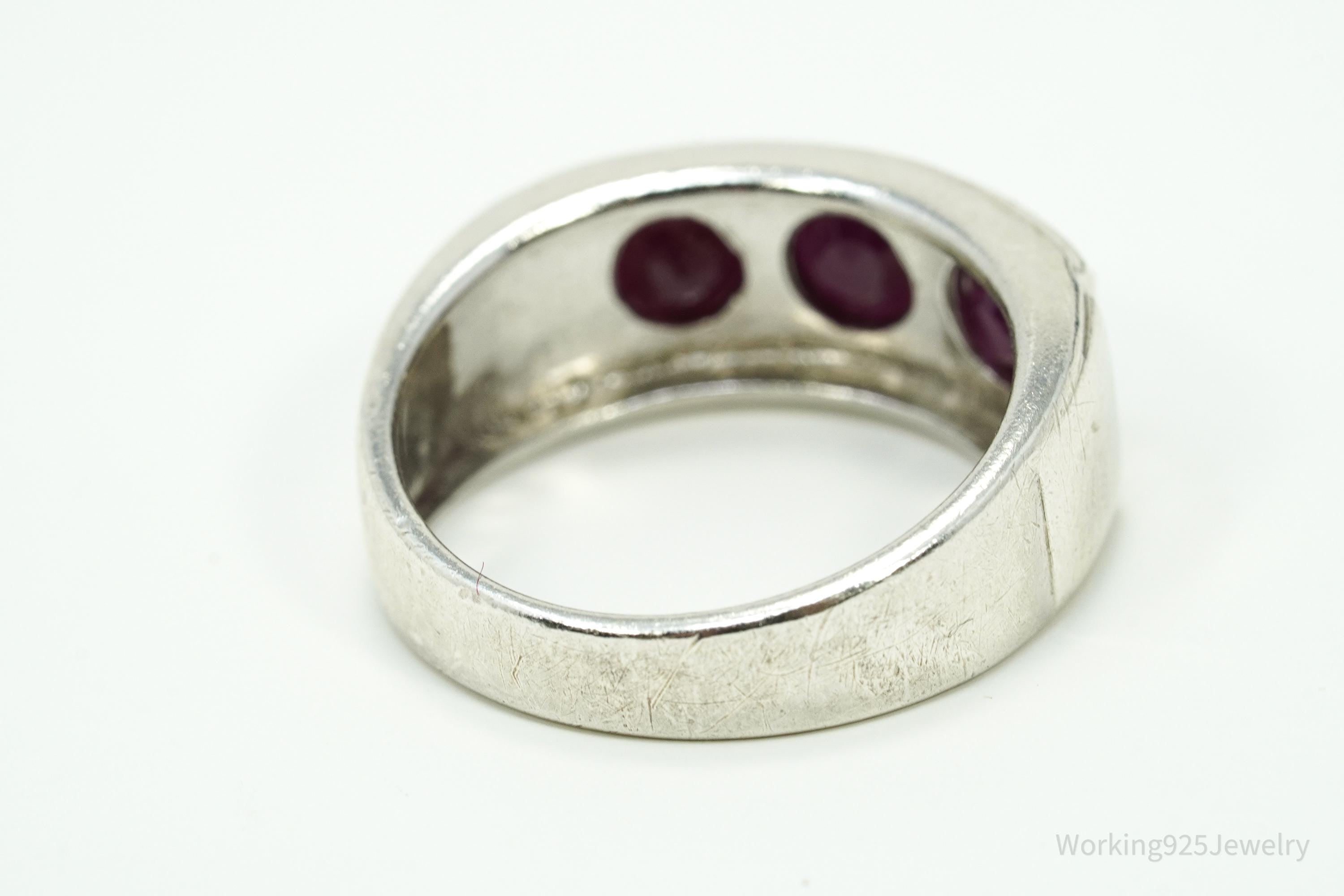 Vintage Ruby Sterling Silver Ring - Size 8.75